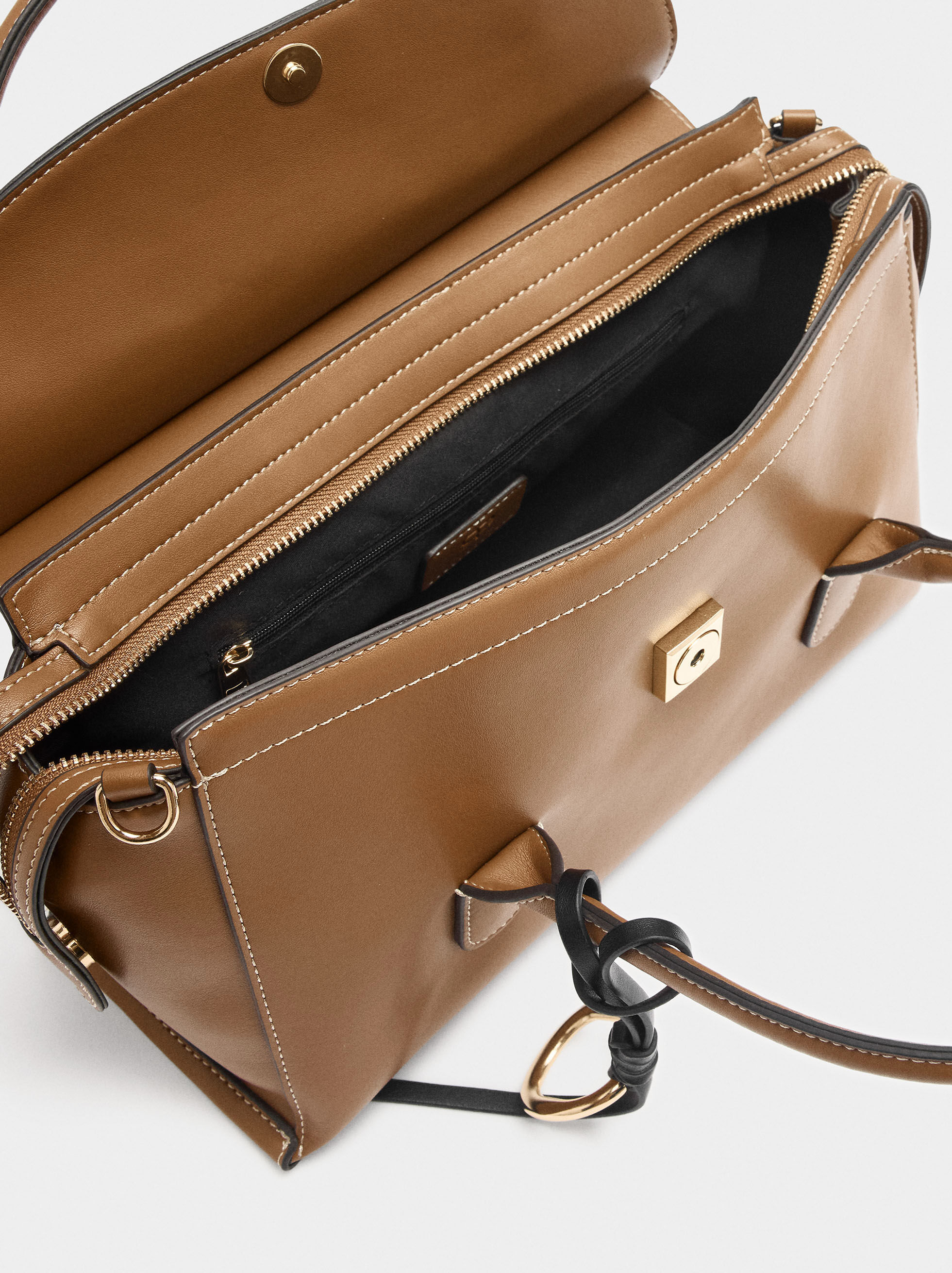 Borsa a tracolla liscia con cerniera