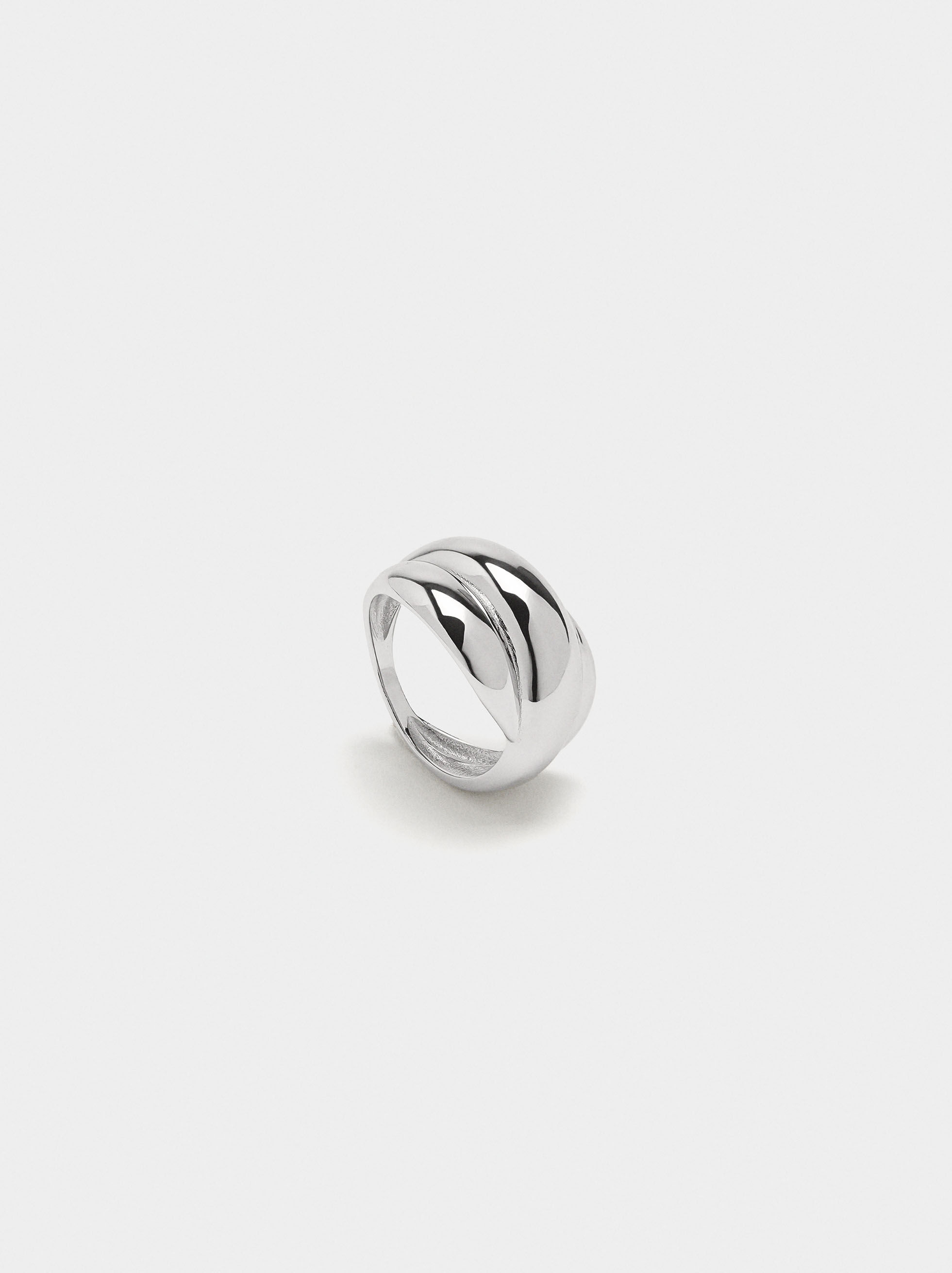 Anello rotondo in rilievo - argento 925