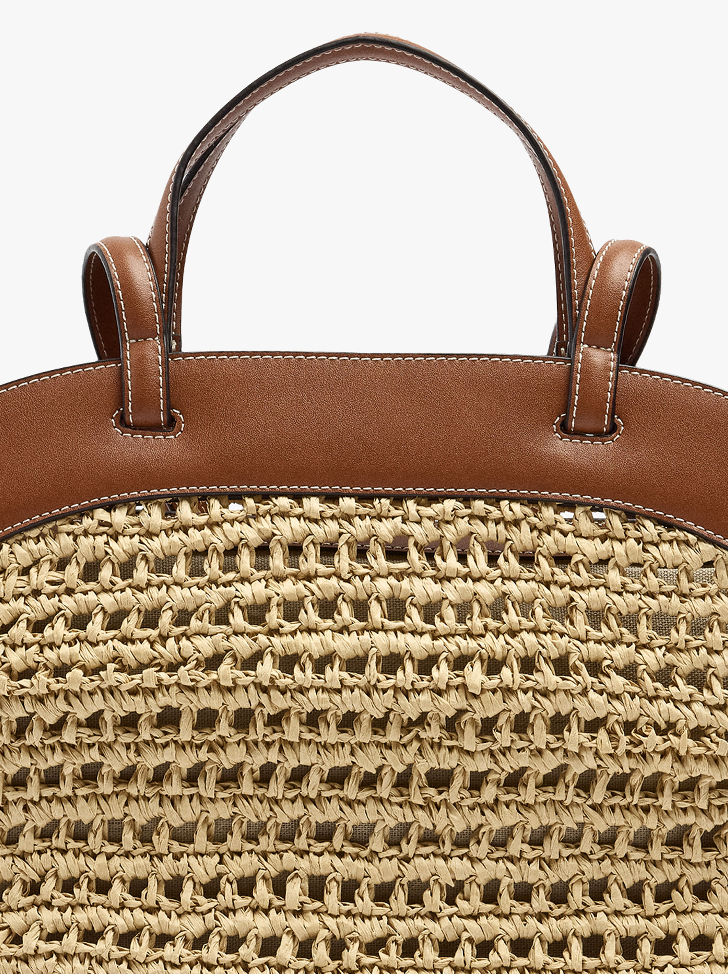 Borsa shopper effetto paglia con borsa rimovibile