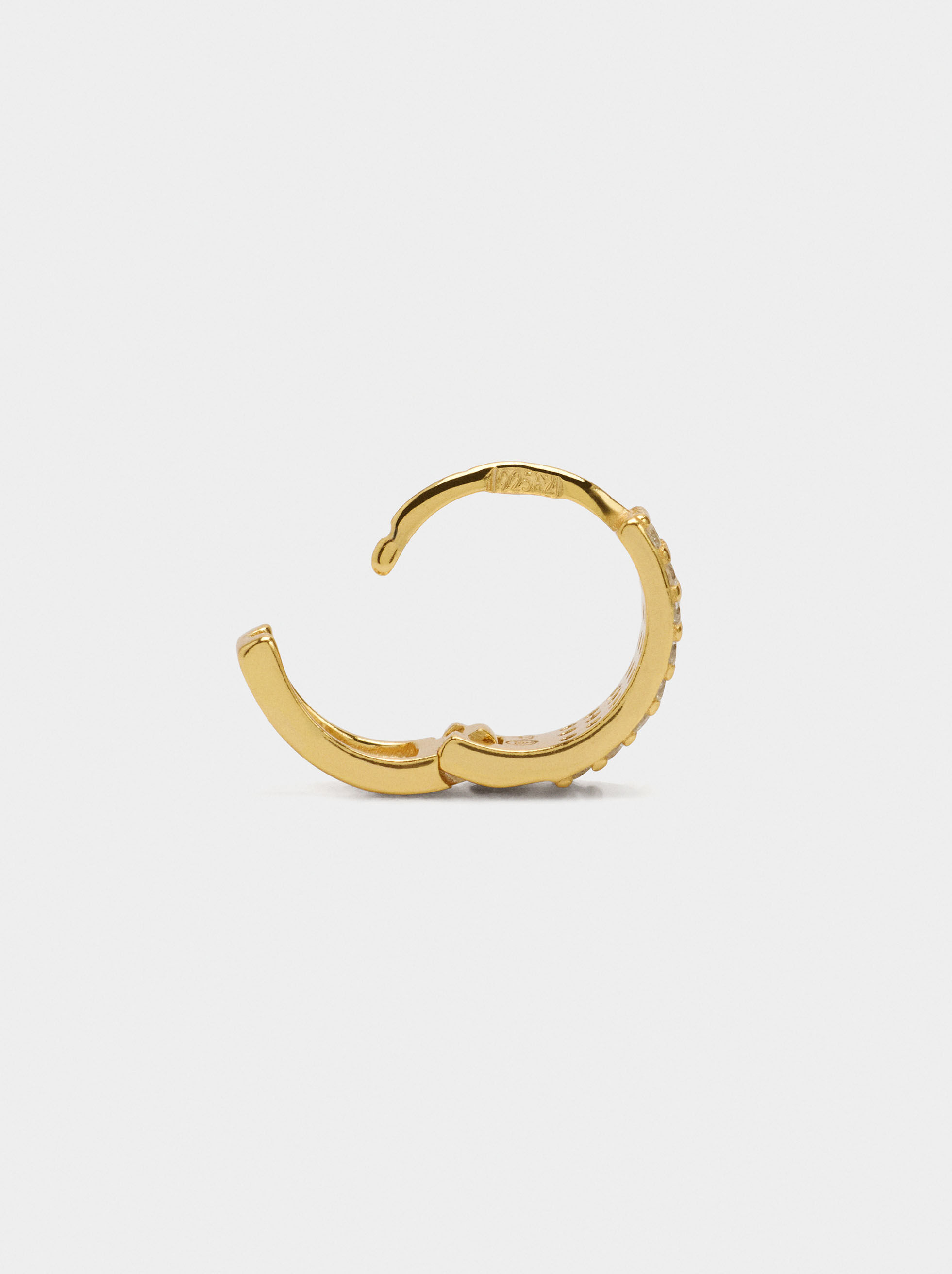 Orecchino singolo largo con zirconi - argento sterling 925