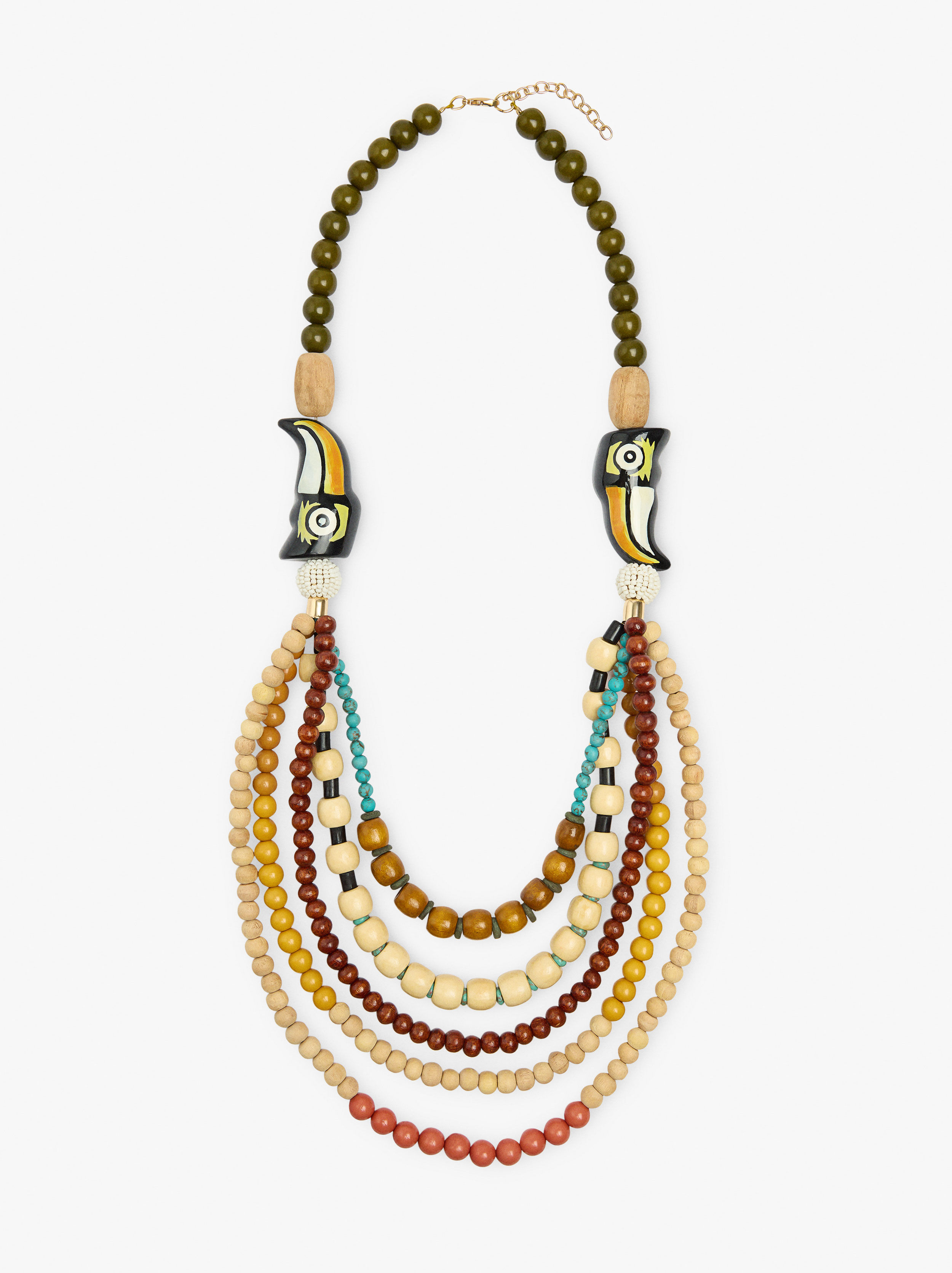 Collana con perline in legno