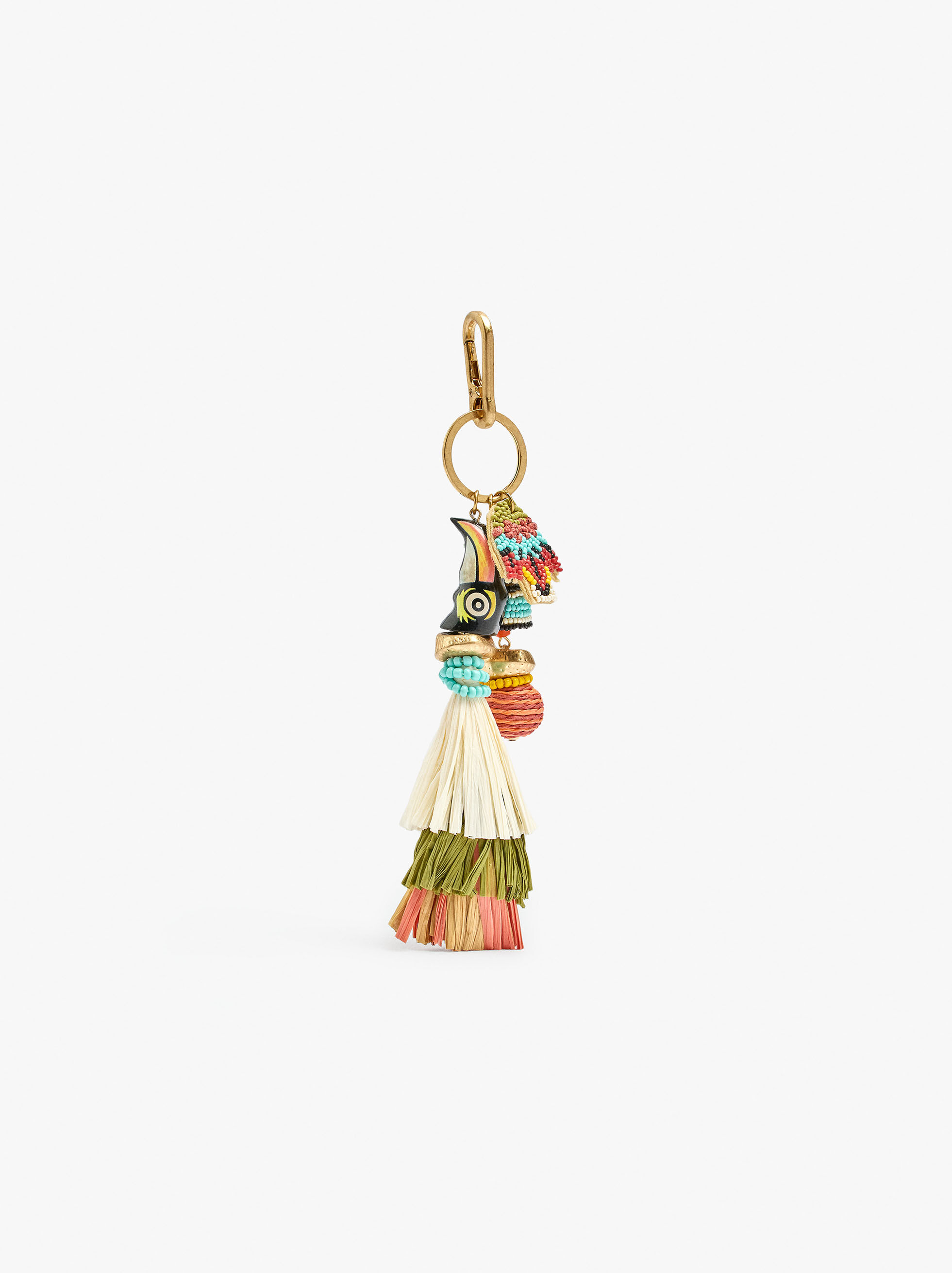 Portachiavi charm uccello con perline