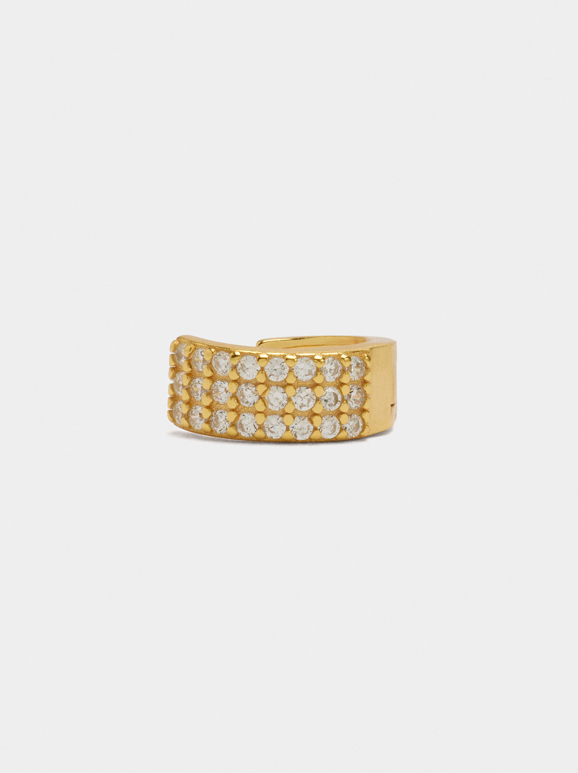 Orecchino singolo largo con zirconi - argento sterling 925