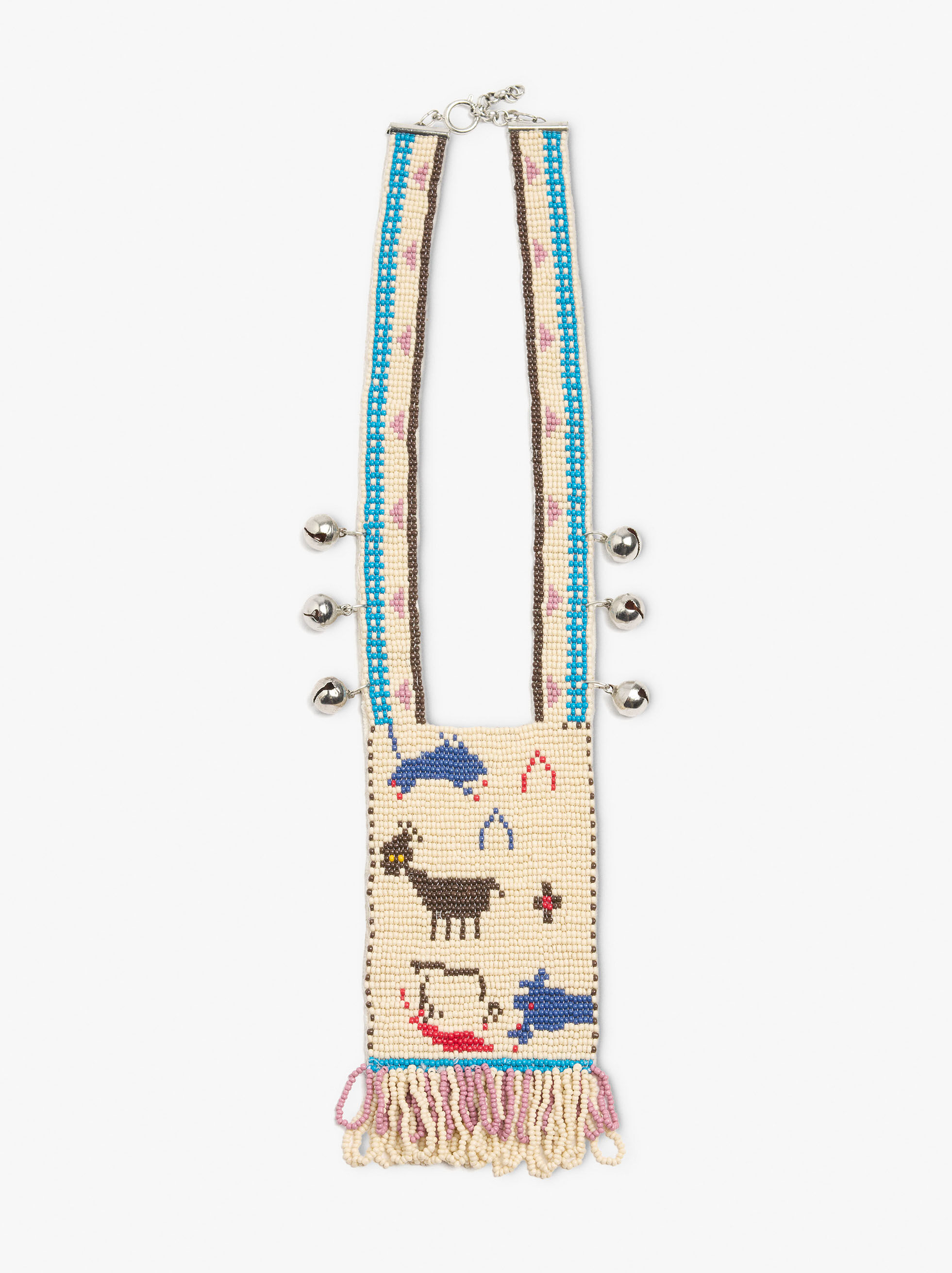 Collana lunga con perline e sonagli