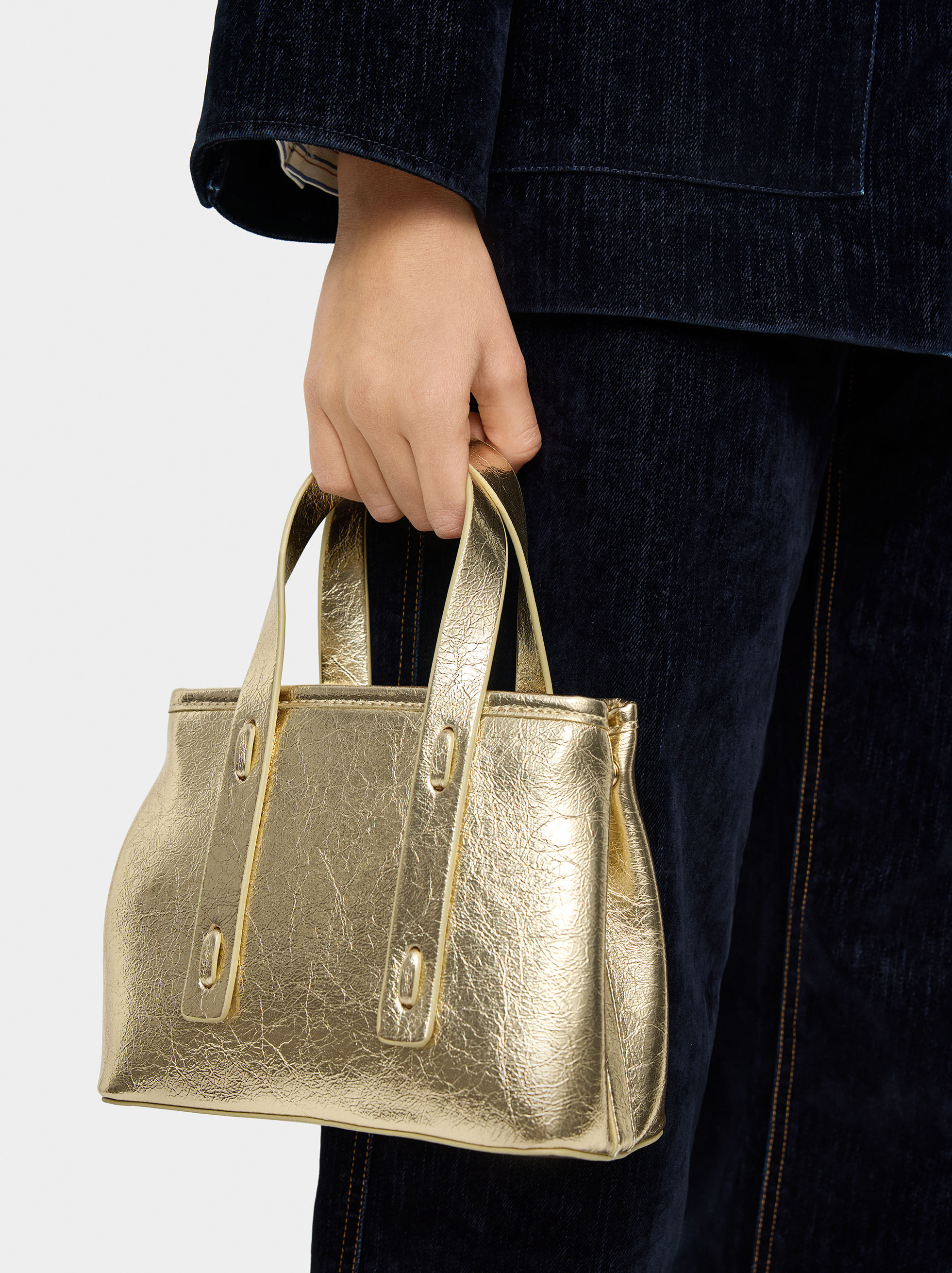 Borsa tote effetto craquelé