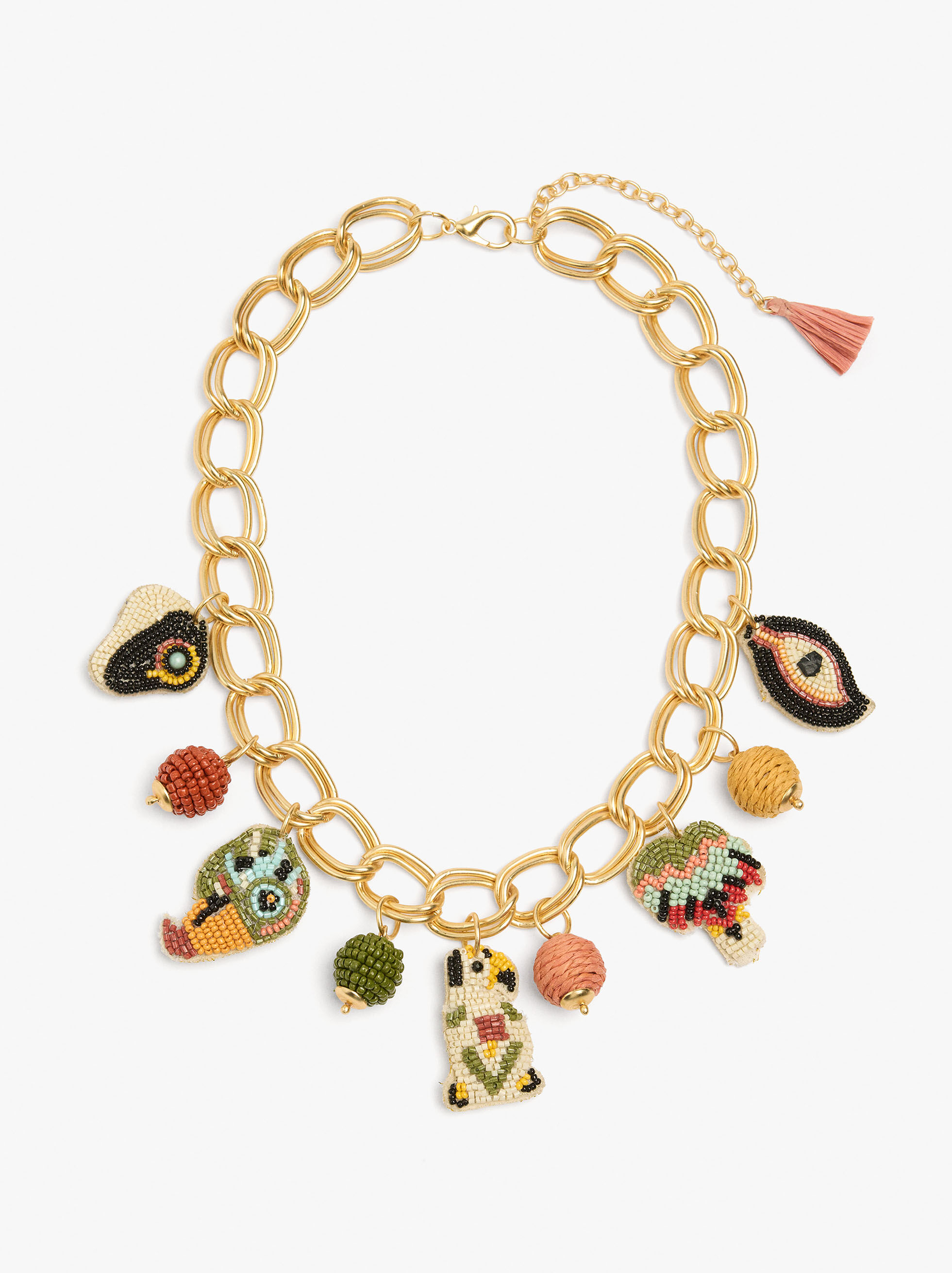Collana a catene con pendenti multicolore