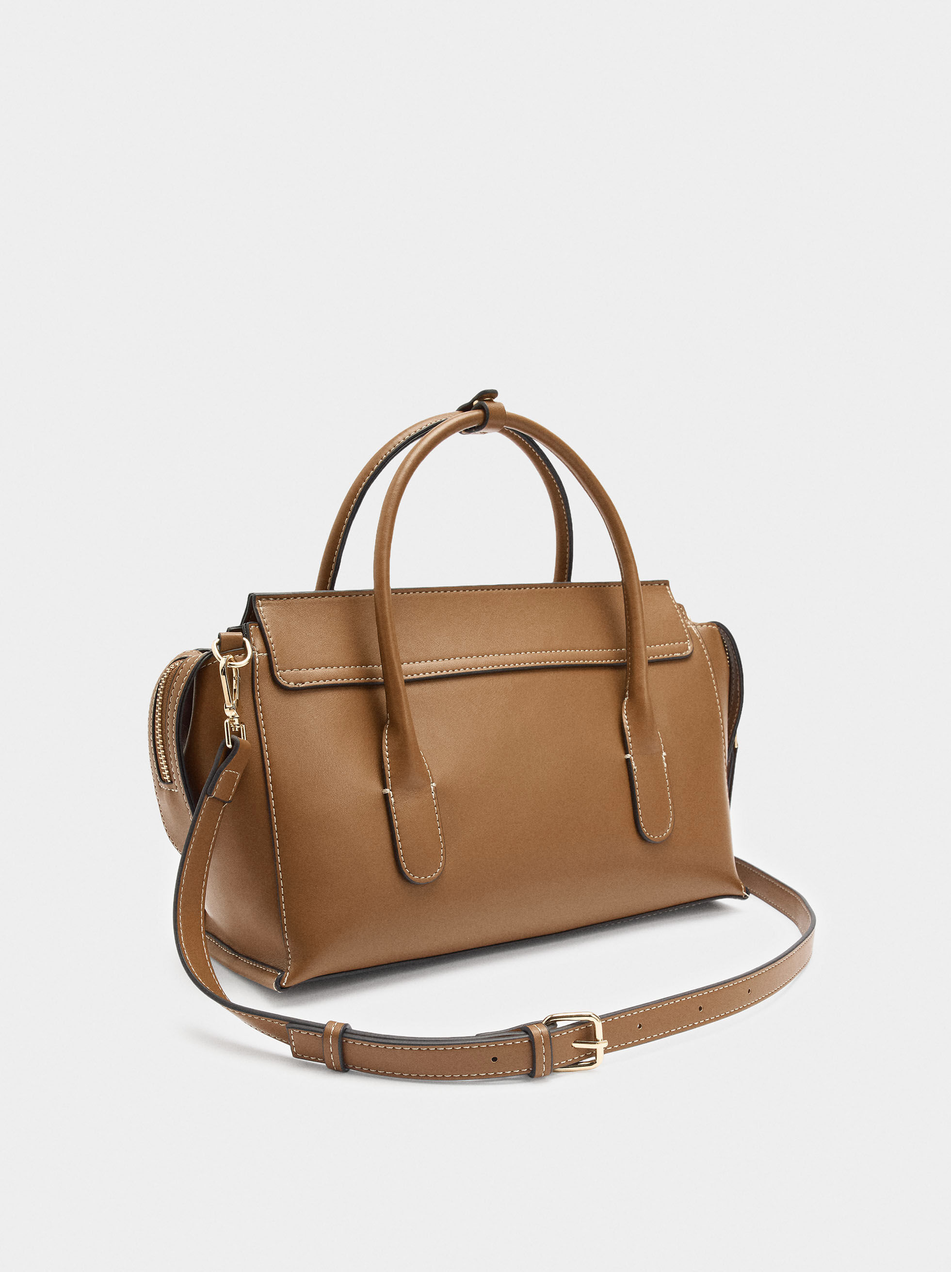 Borsa a tracolla liscia con cerniera