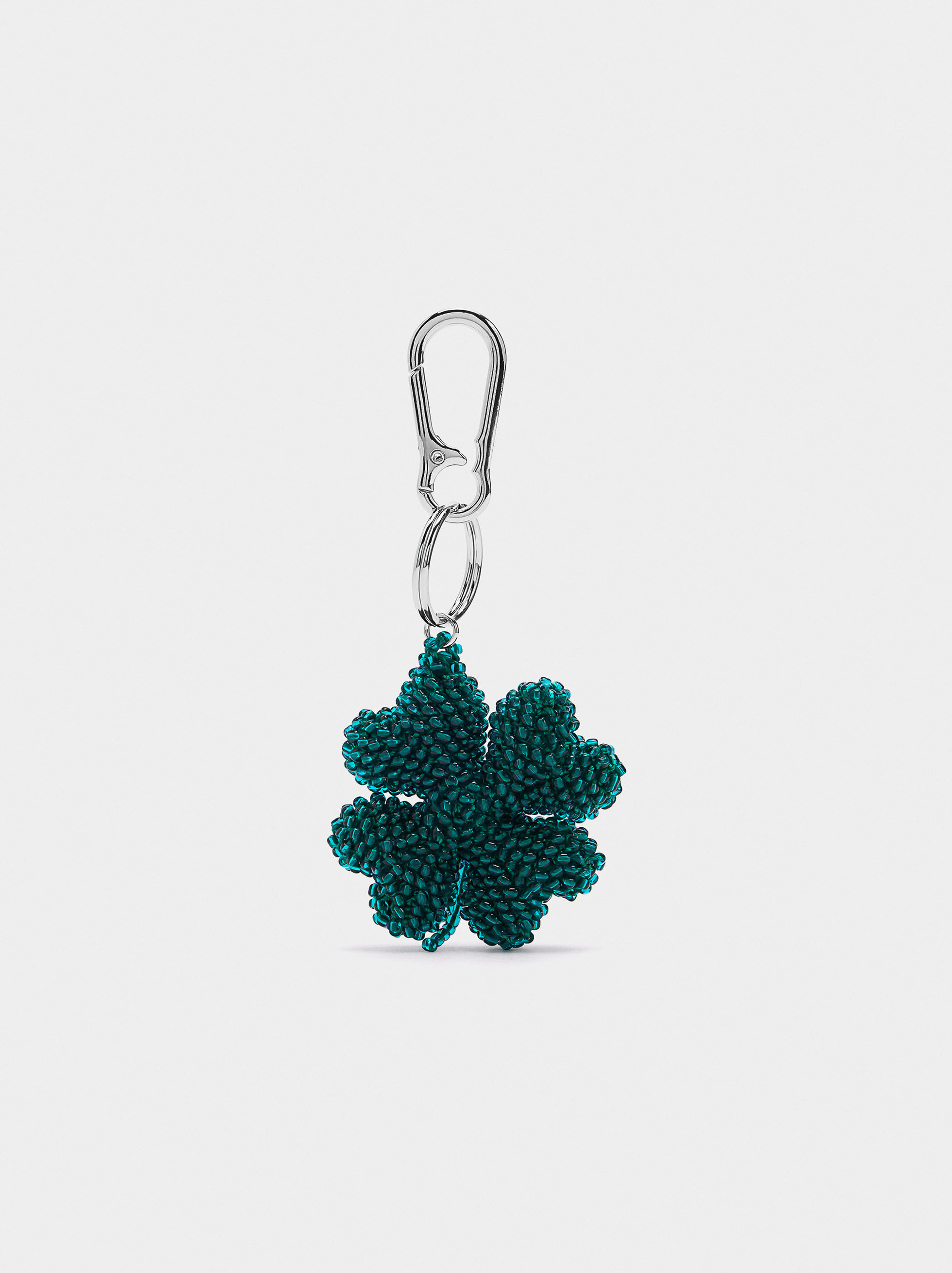 Portachiavi charm trifoglio con perline