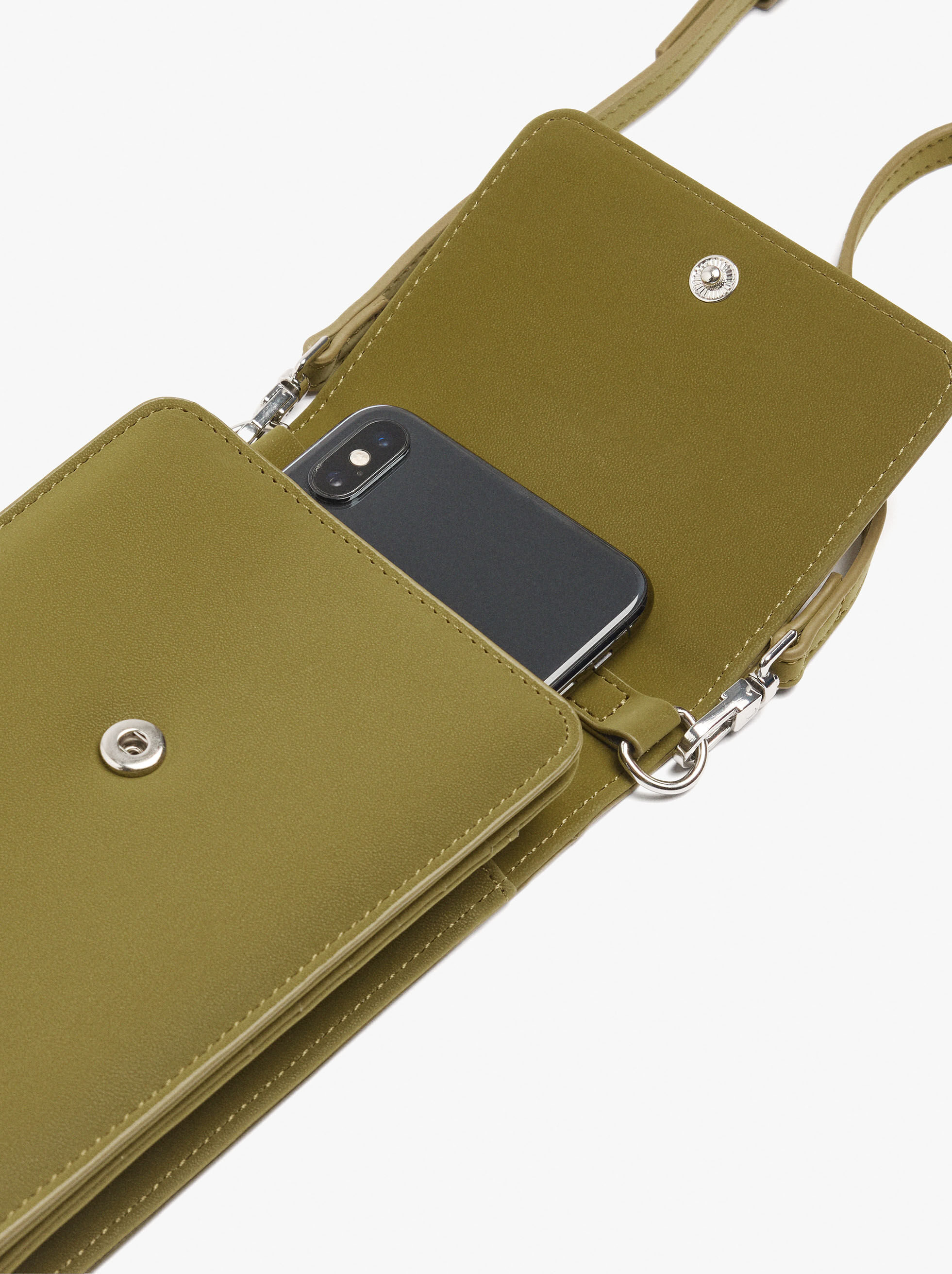 Borsa per telefono con texture morbida con apertura