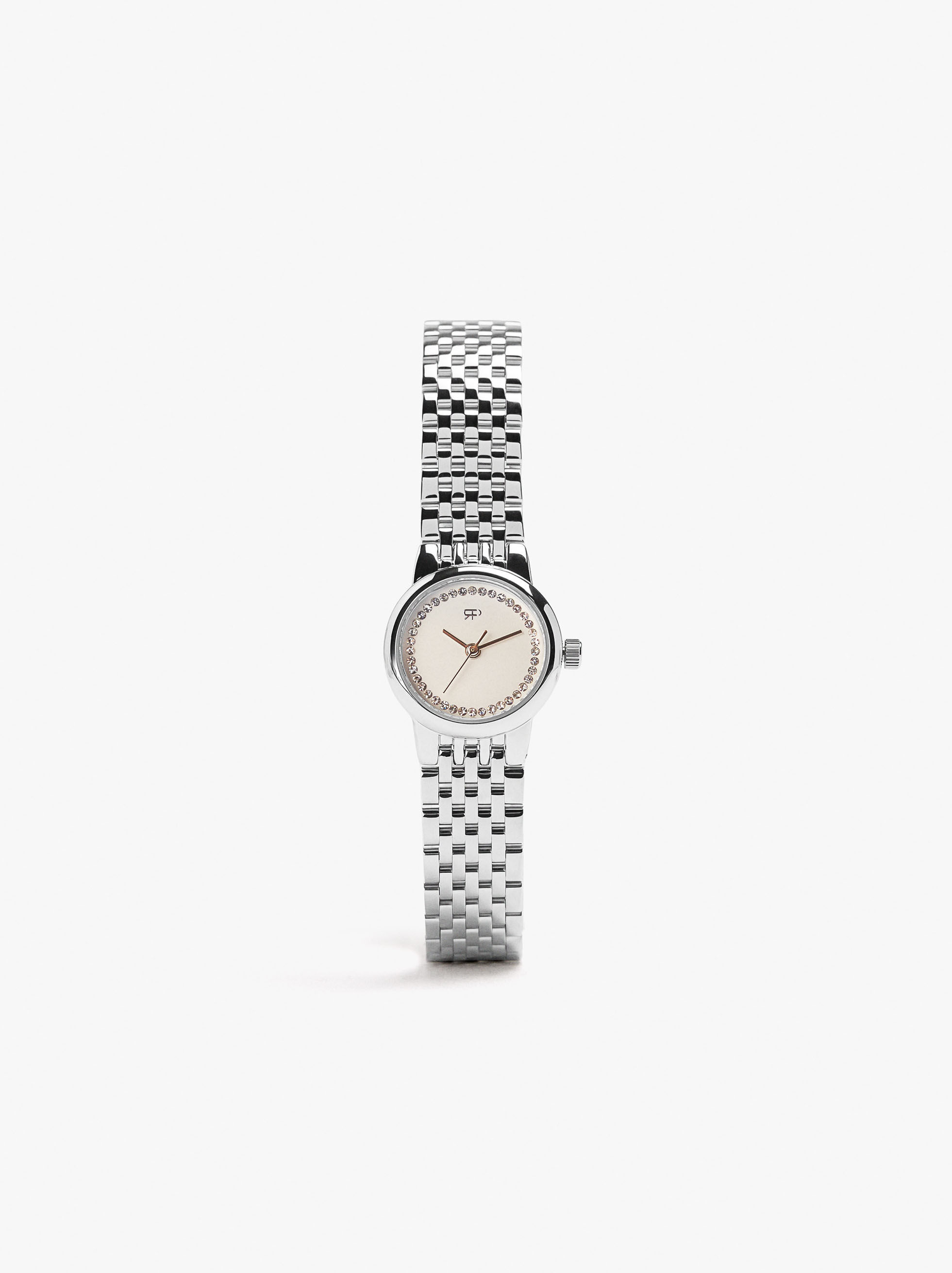 Orologio con cristalli e cinturino in acciaio inossidabile