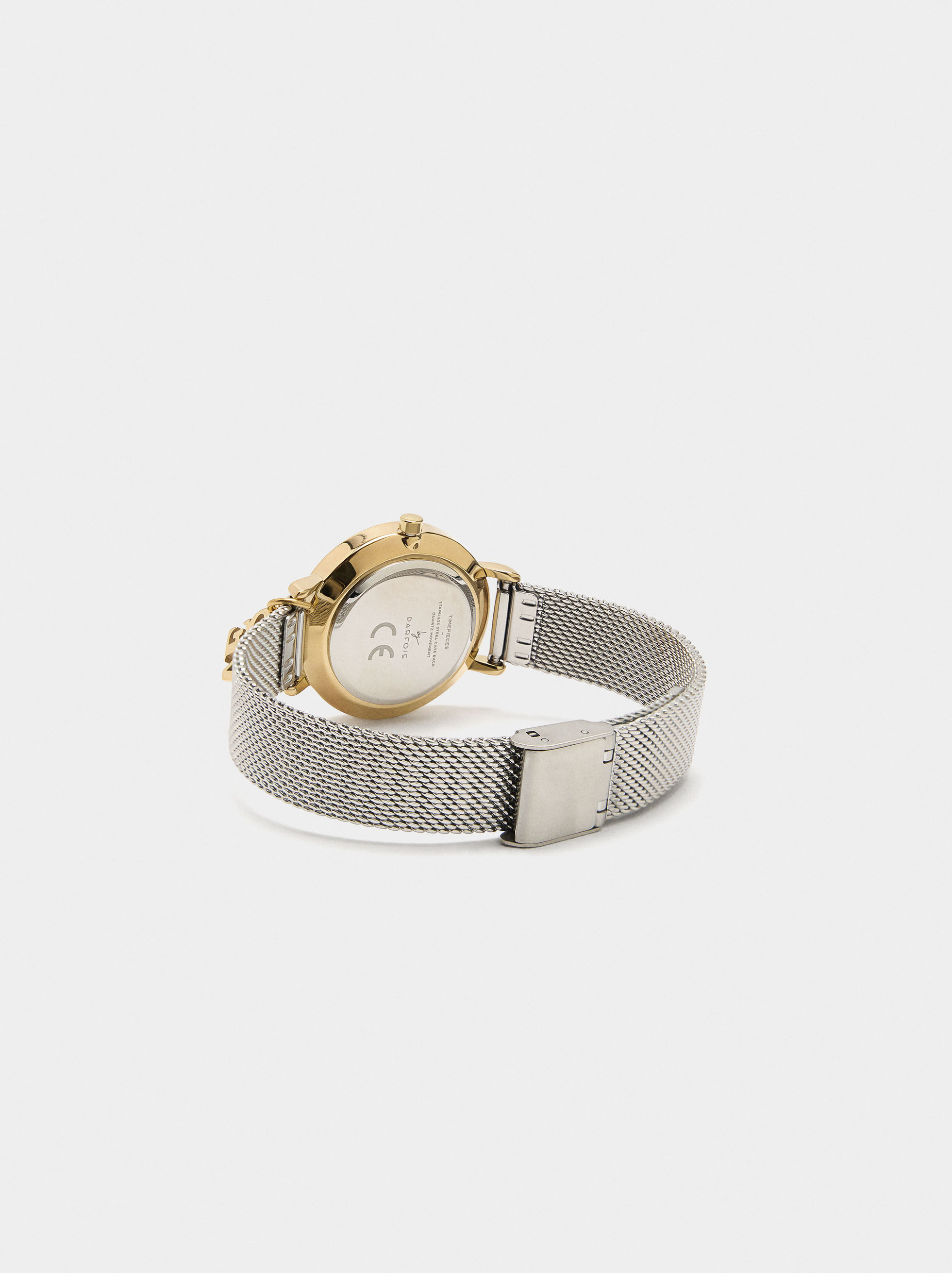 Orologio bicolor con cinturino in metallo e charm