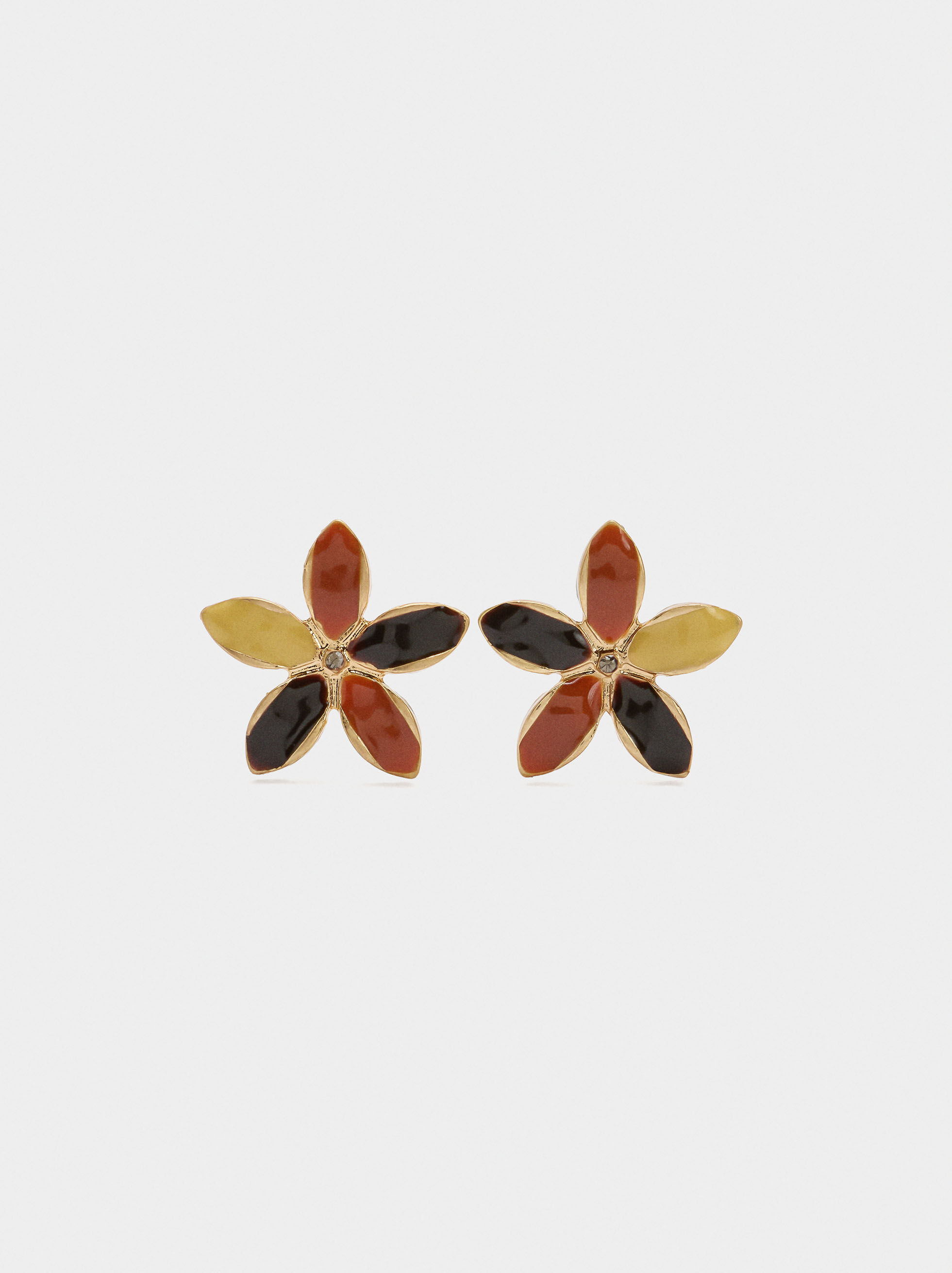 Orecchini a forma di fiore con smalto multicolore