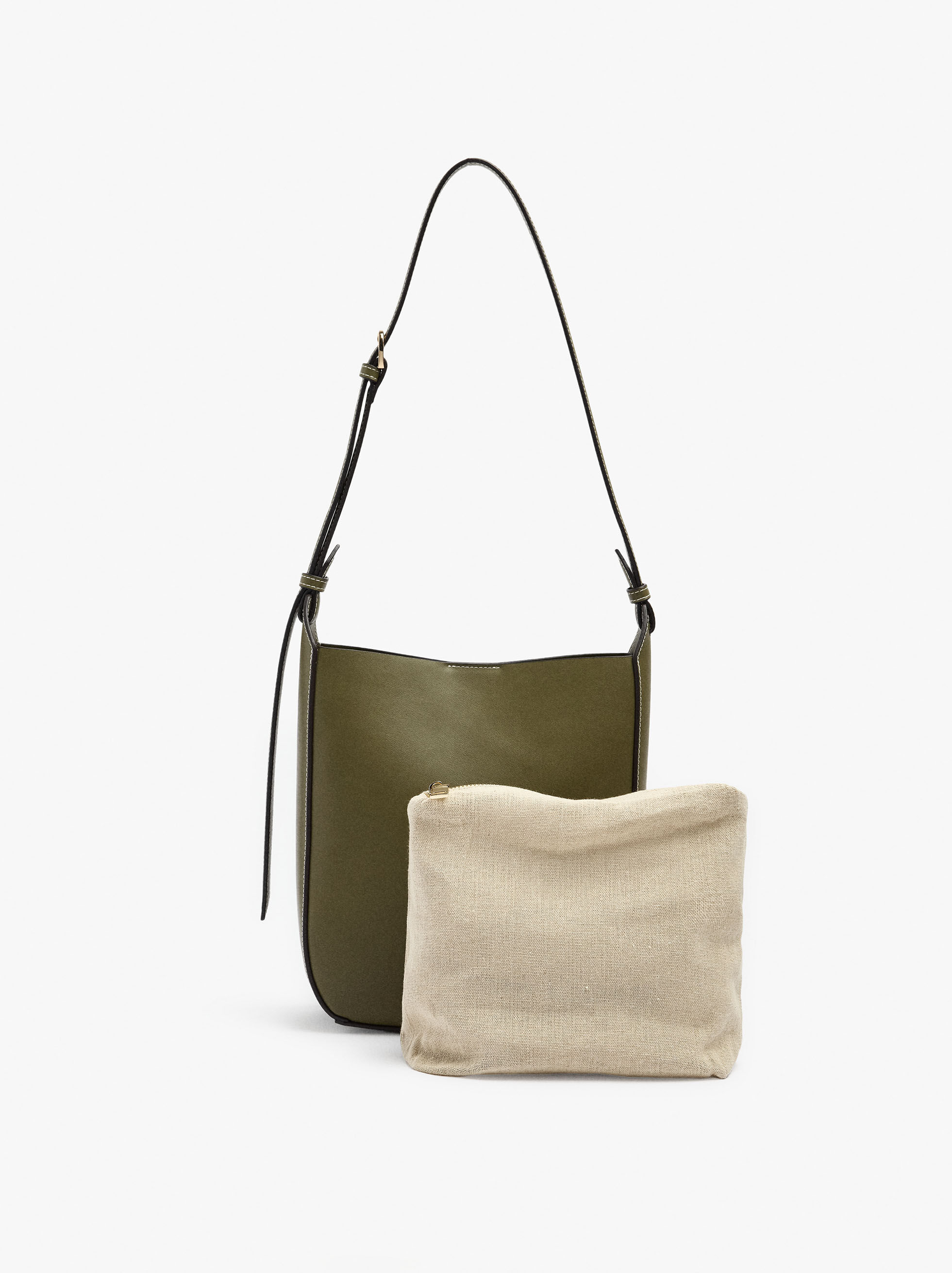 Borsa a tracolla liscia con borsa rimovibile