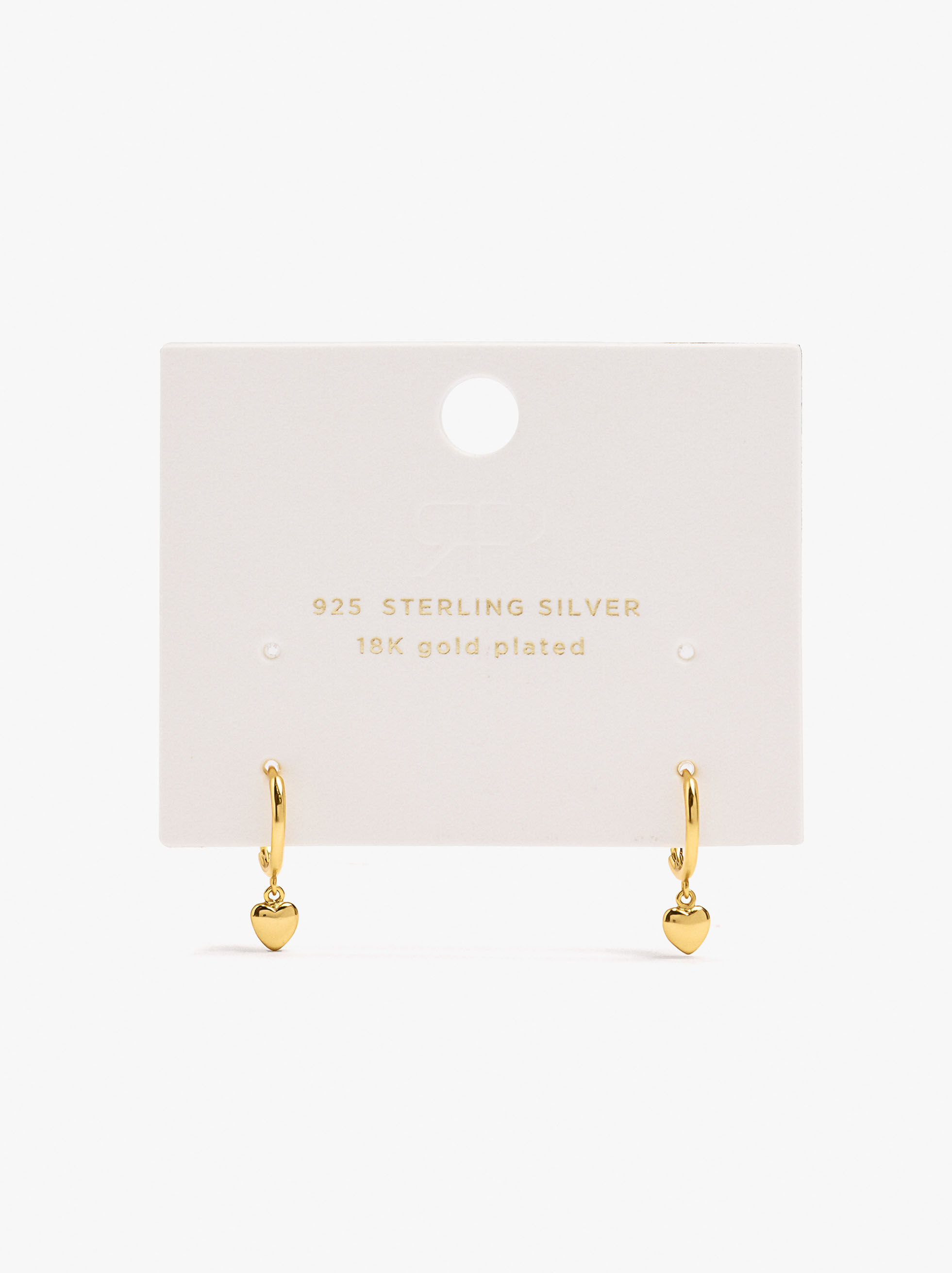 Orecchini a pendente cuore placcato oro 18k - argento sterling 925