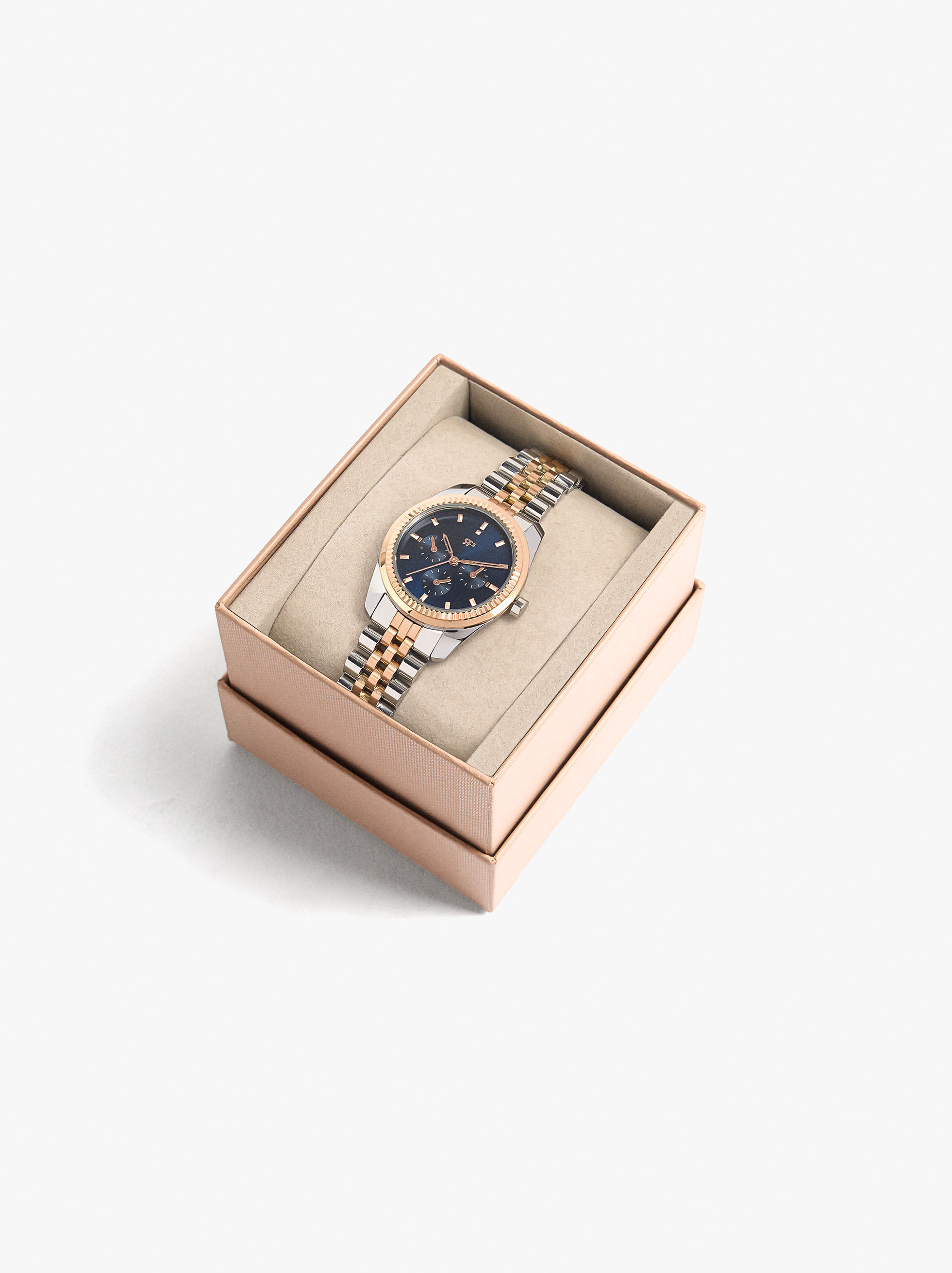 Orologio bicolor cinturino in acciaio inossidabile