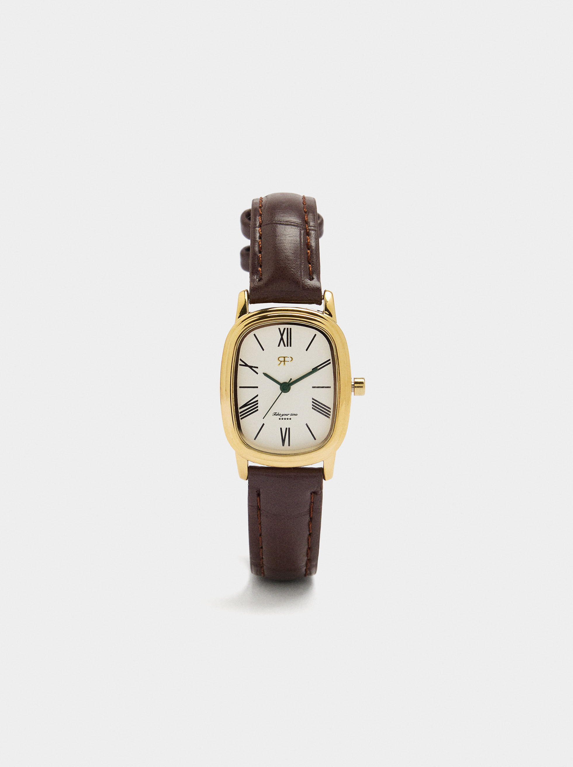 Orologio quadrato con cinturino effetto pelle