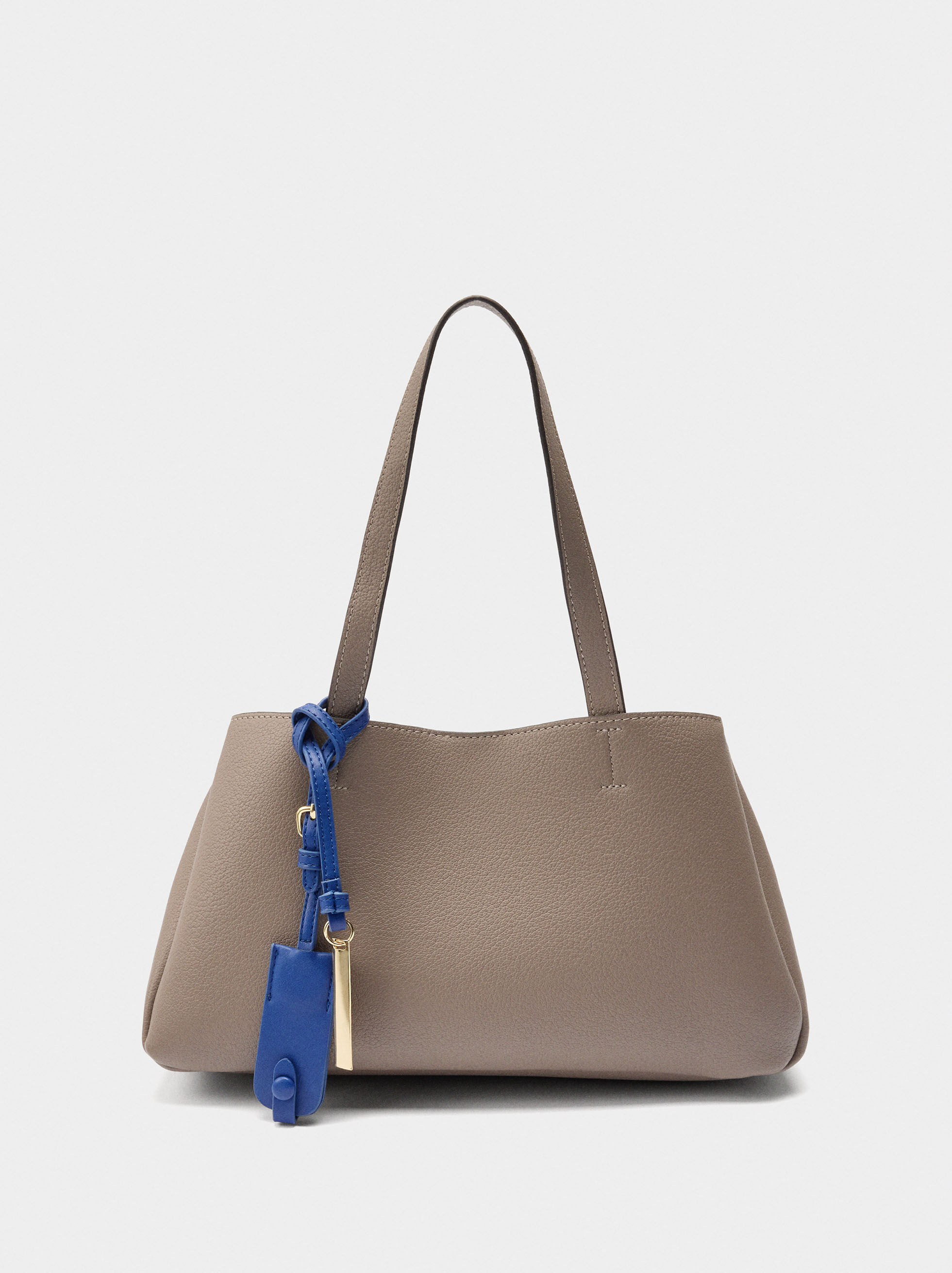 Borsa tote liscia con portachiavi