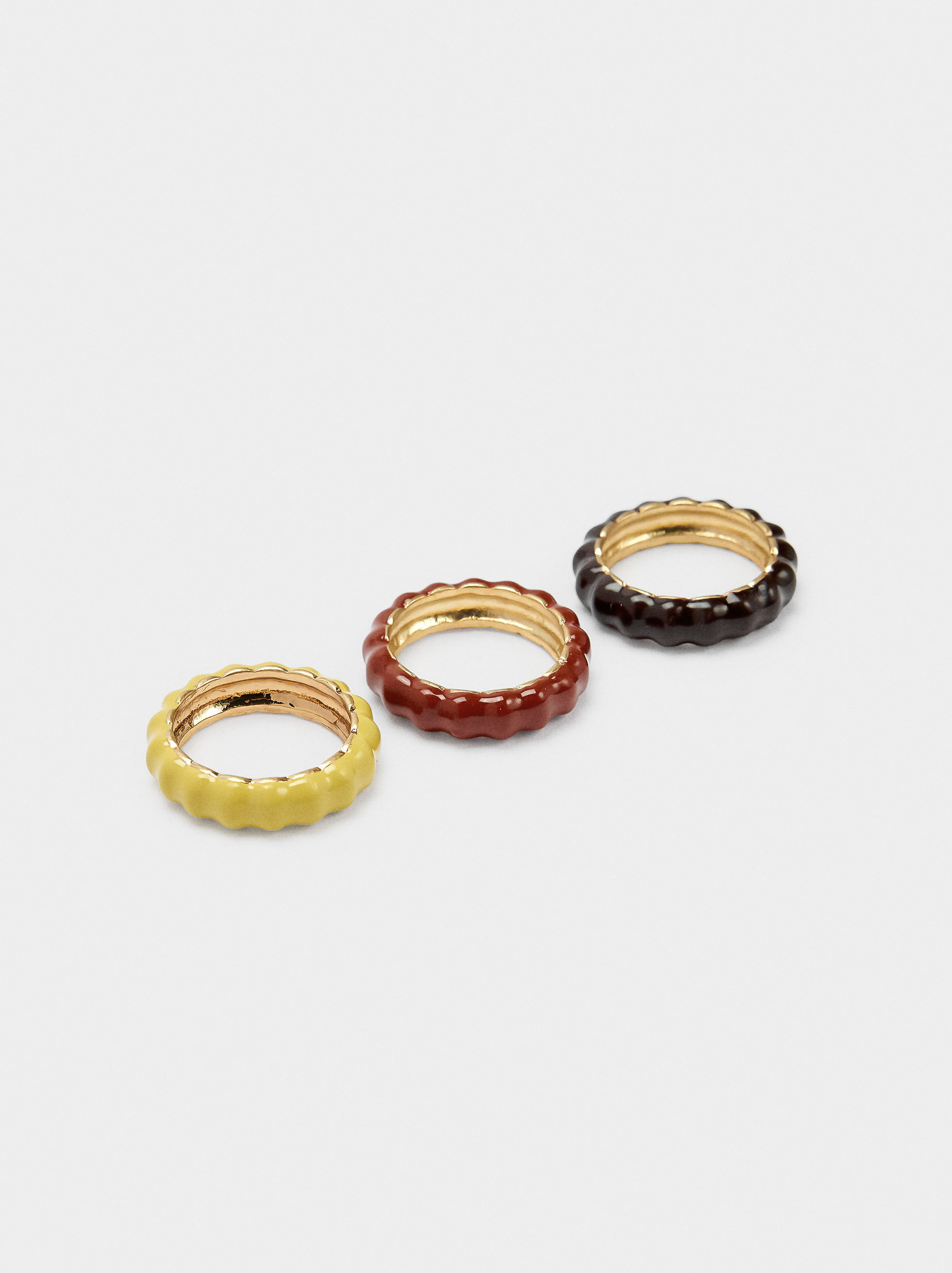 Set di anelli con onde e smalto