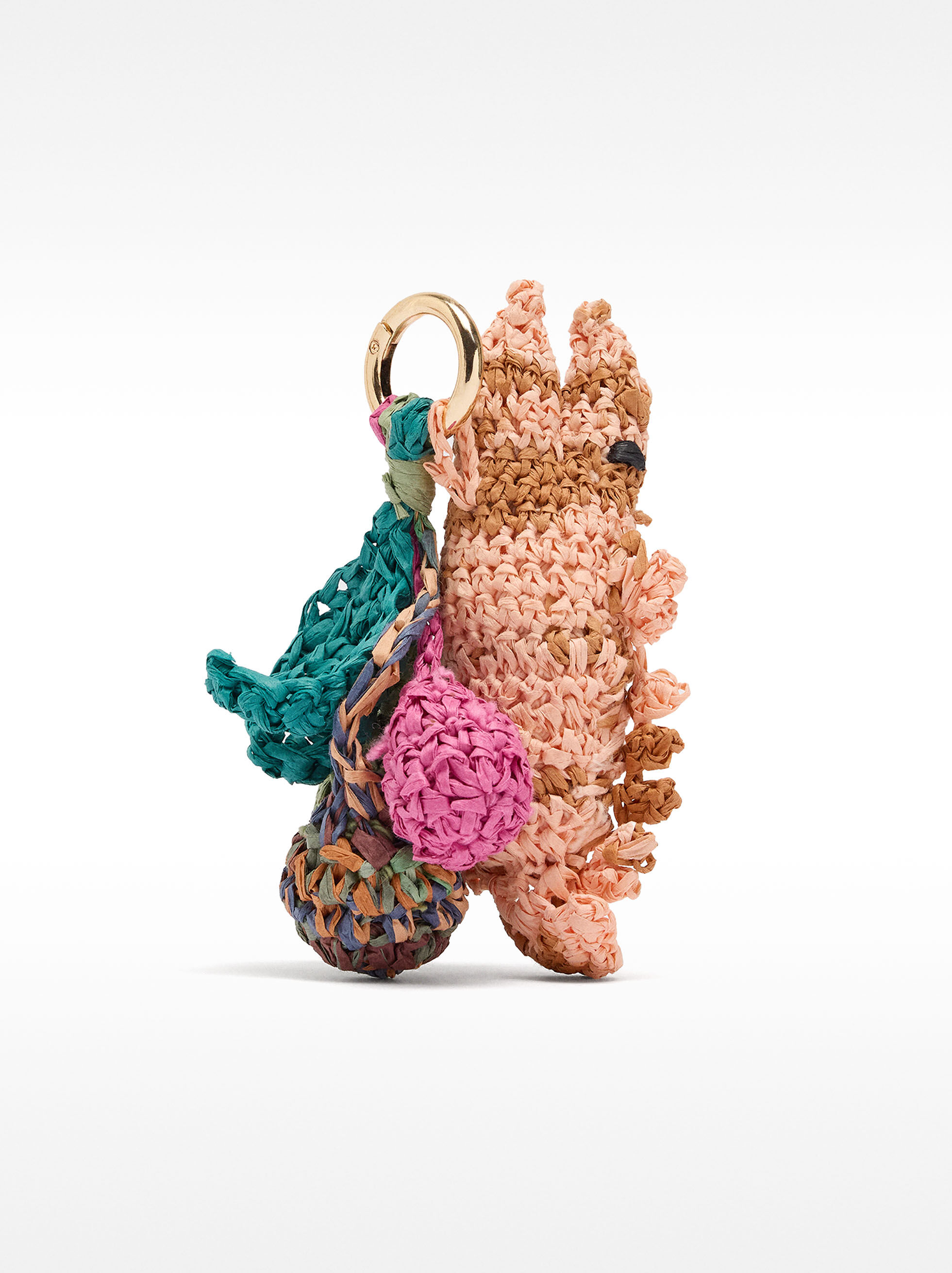 Portachiavi charm pesce in rafia multicolore
