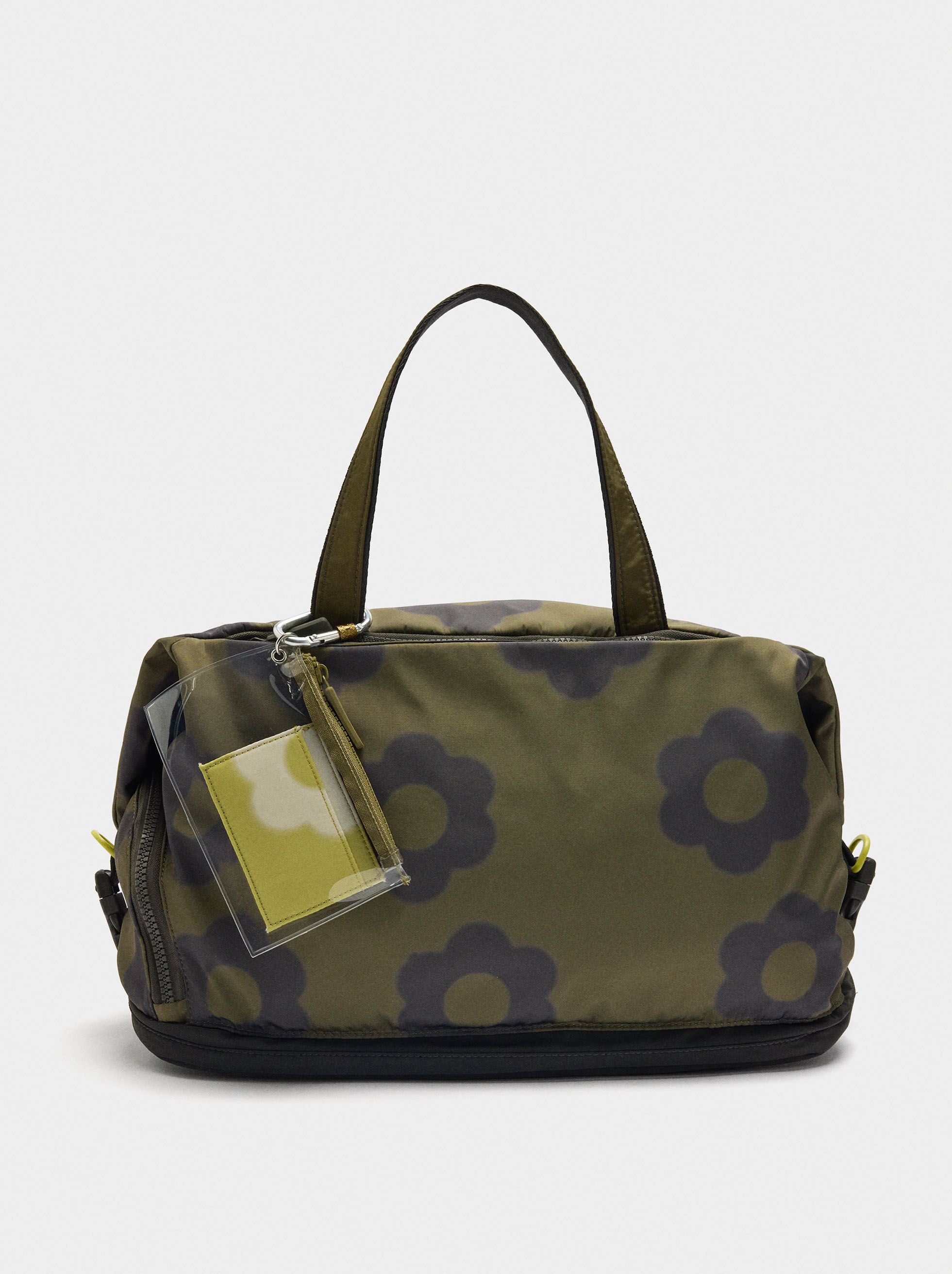 Borsa sport in nylon con stampa floreale