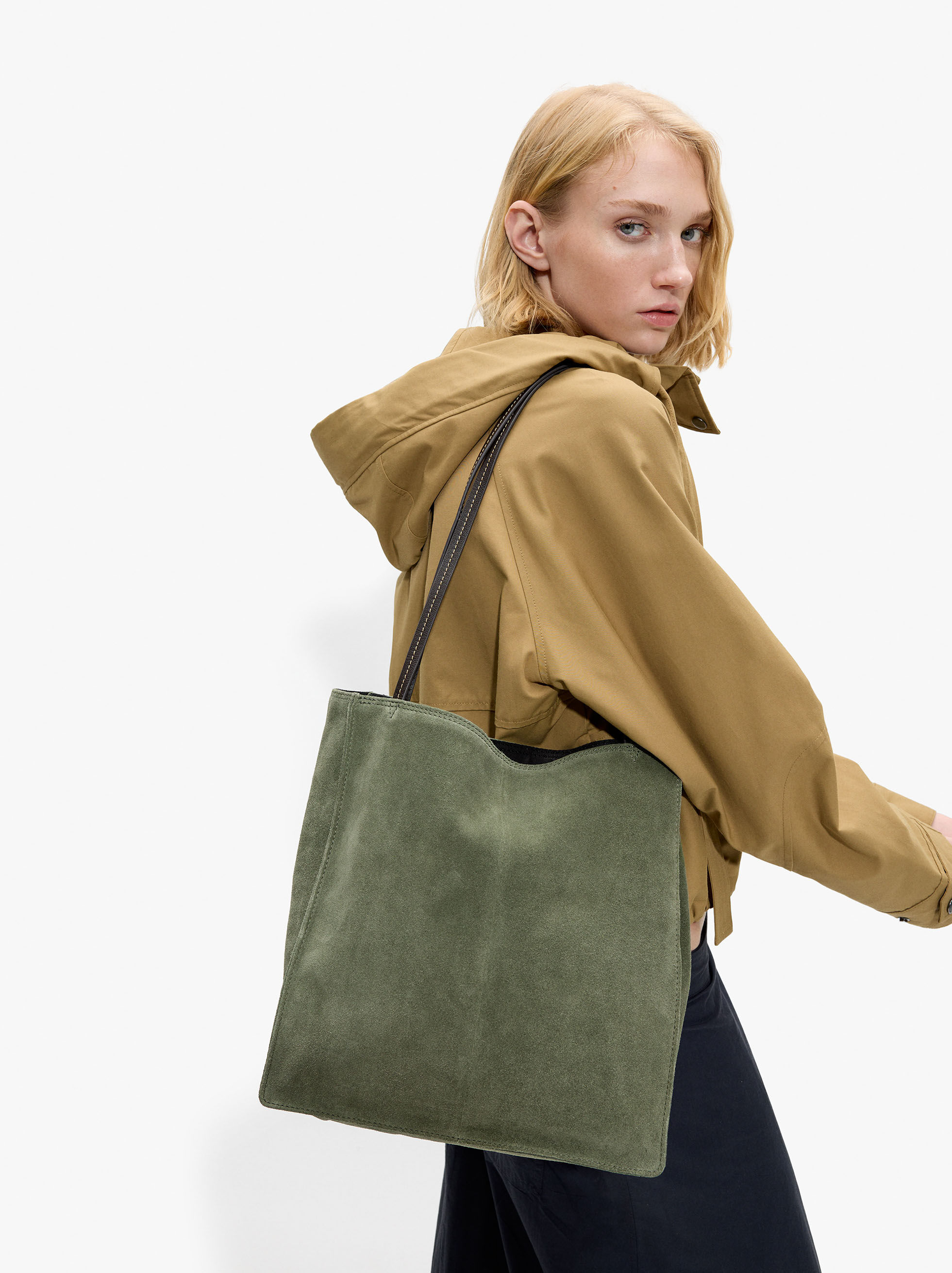 Borsa a tracolla rettangolare in pelle