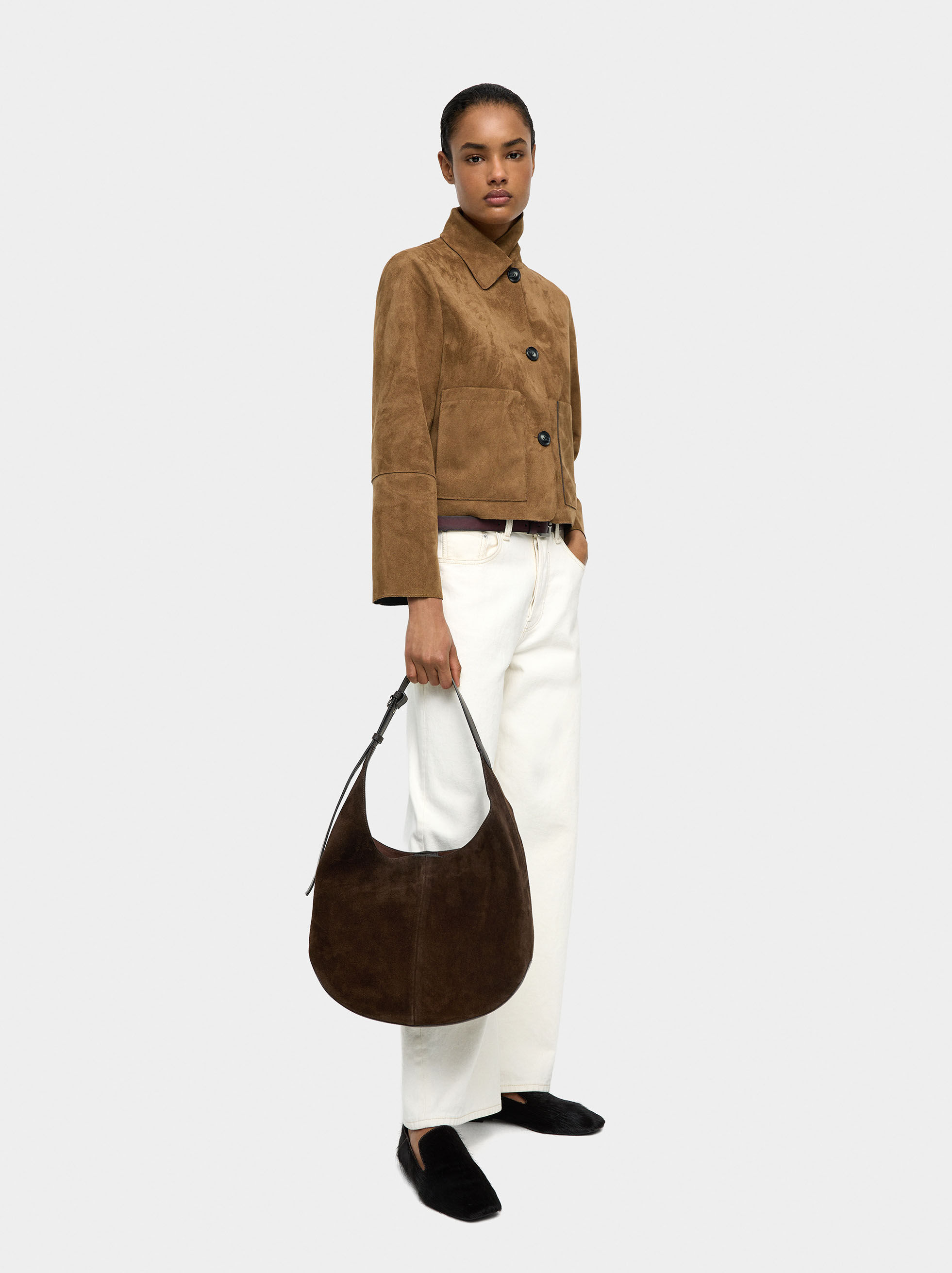 Borsa a tracolla in pelle con tasca rimovibile