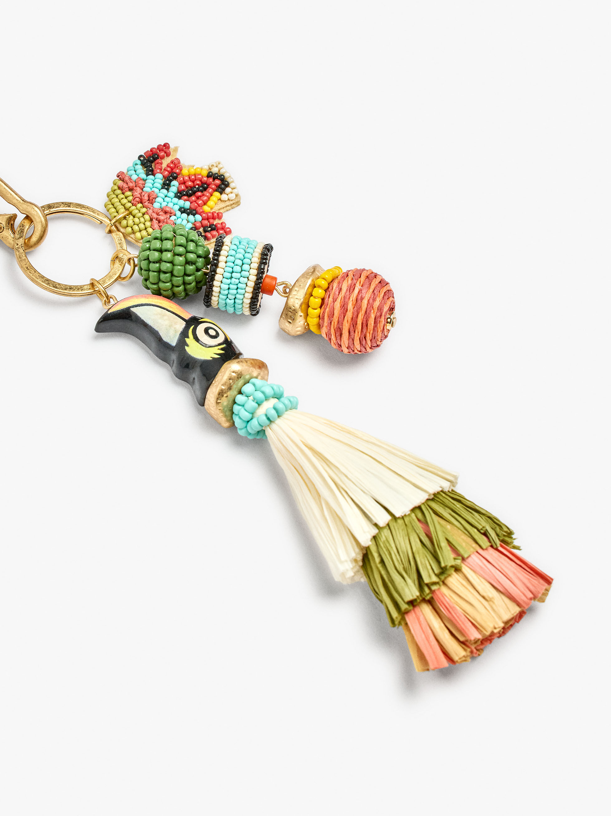Portachiavi charm uccello con perline
