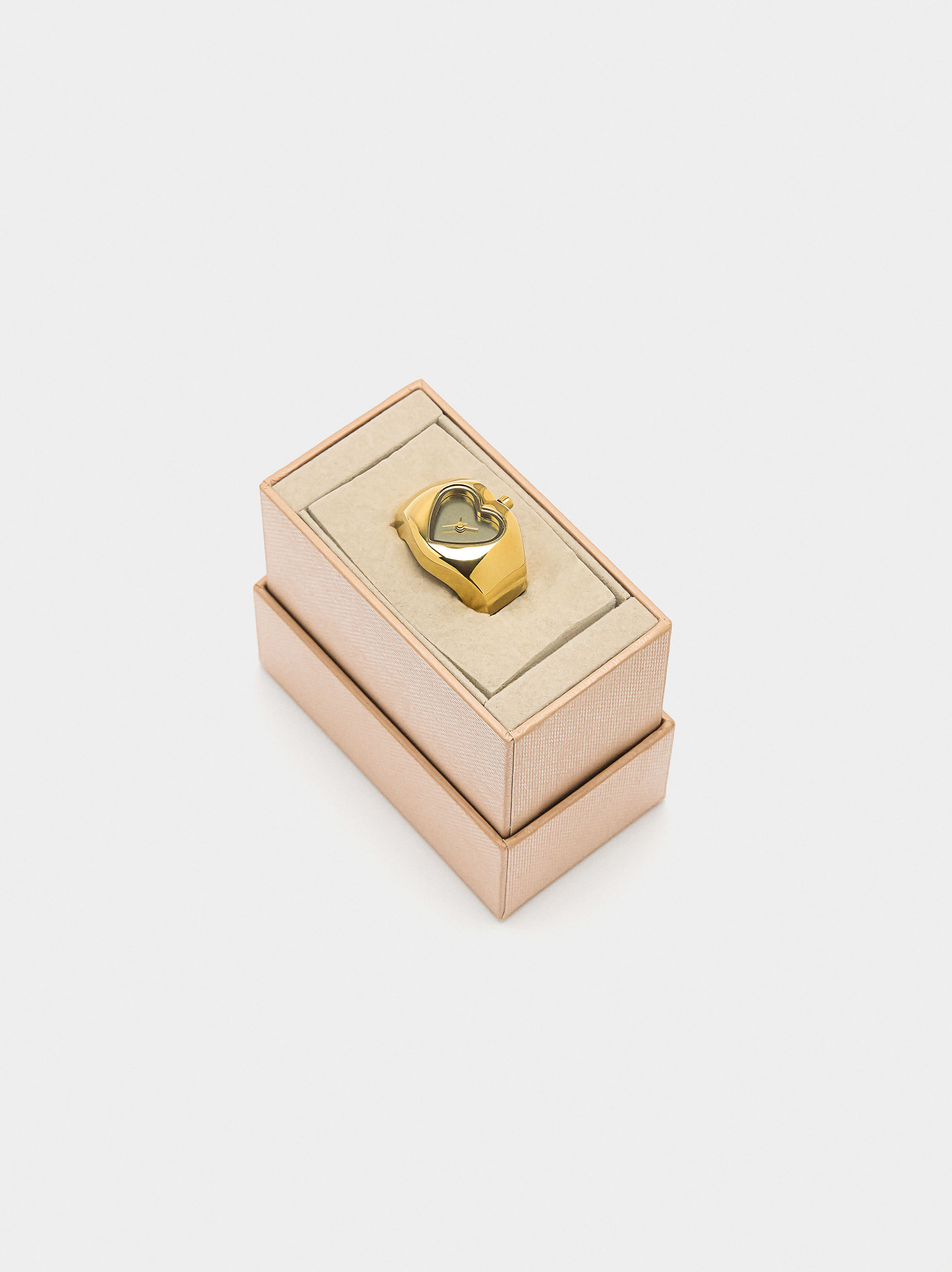 Anello orologio cuore dorato - acciaio inossidabile