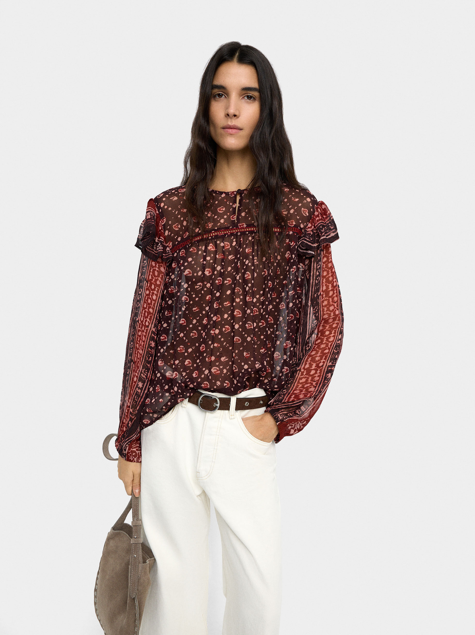 Blusa stampata semitrasparente