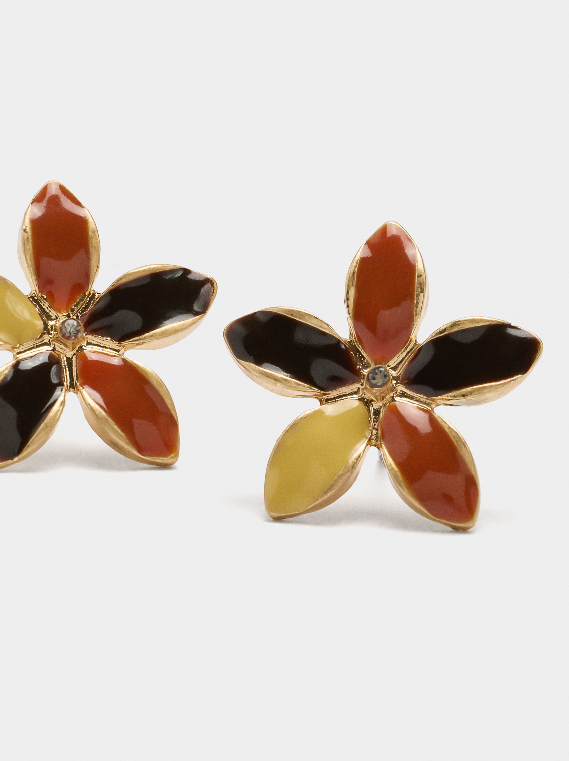Orecchini a forma di fiore con smalto multicolore