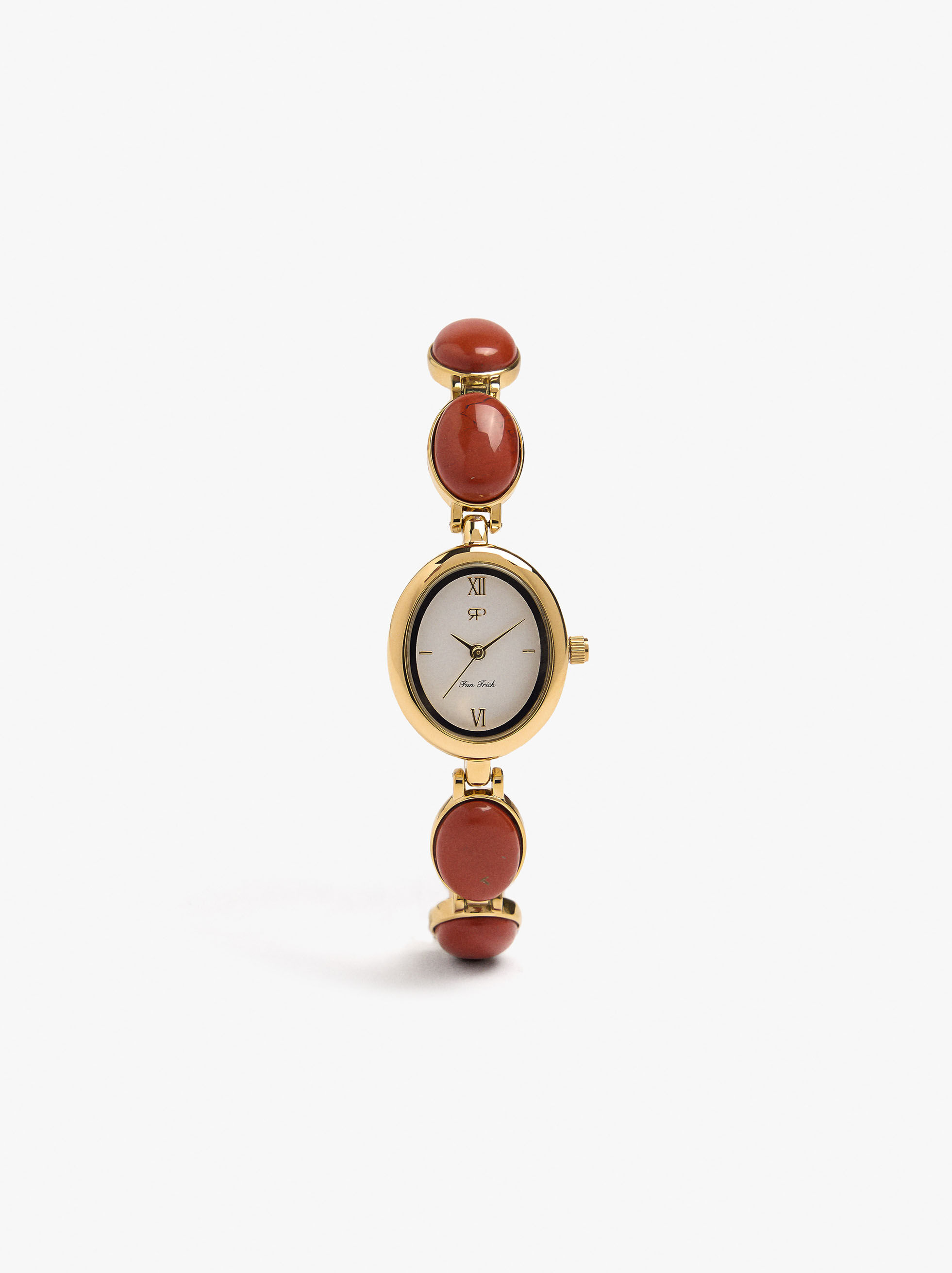 Orologio ovale con cinturino in pietre