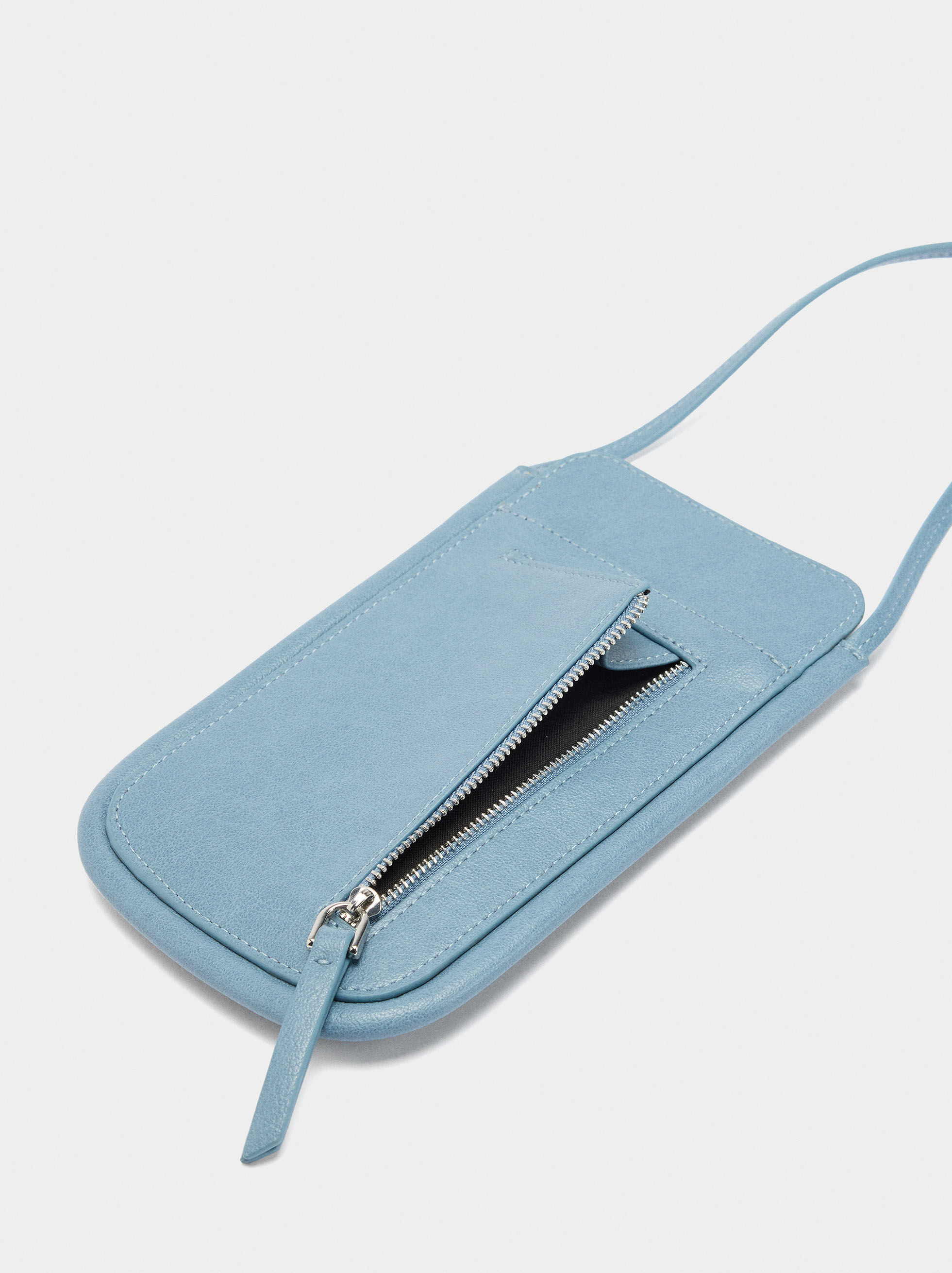 Borsa per cellulare con dettagli in pelle
