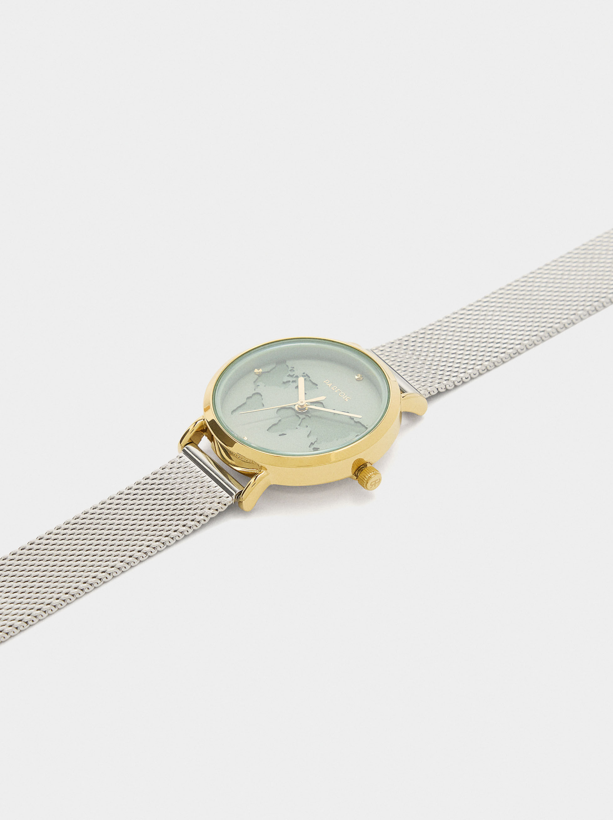 Orologio con quadrante mappa del mondo