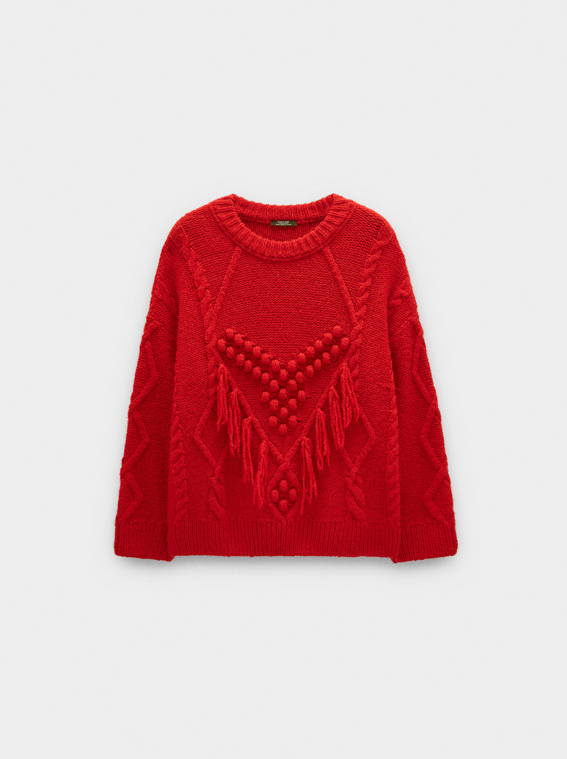 Maglietta in maglia con frange e rilievi