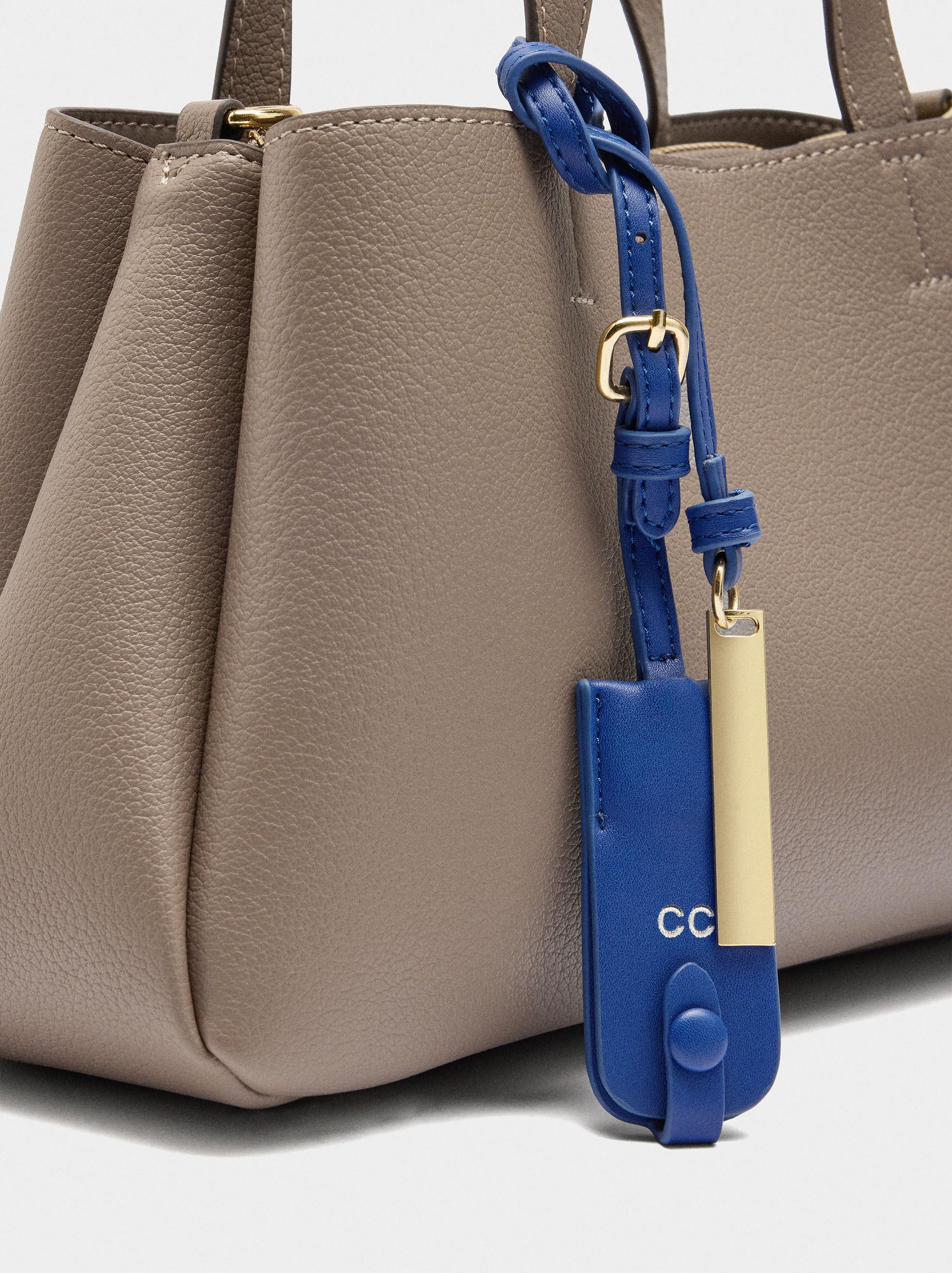Borsa tote liscia con portachiavi
