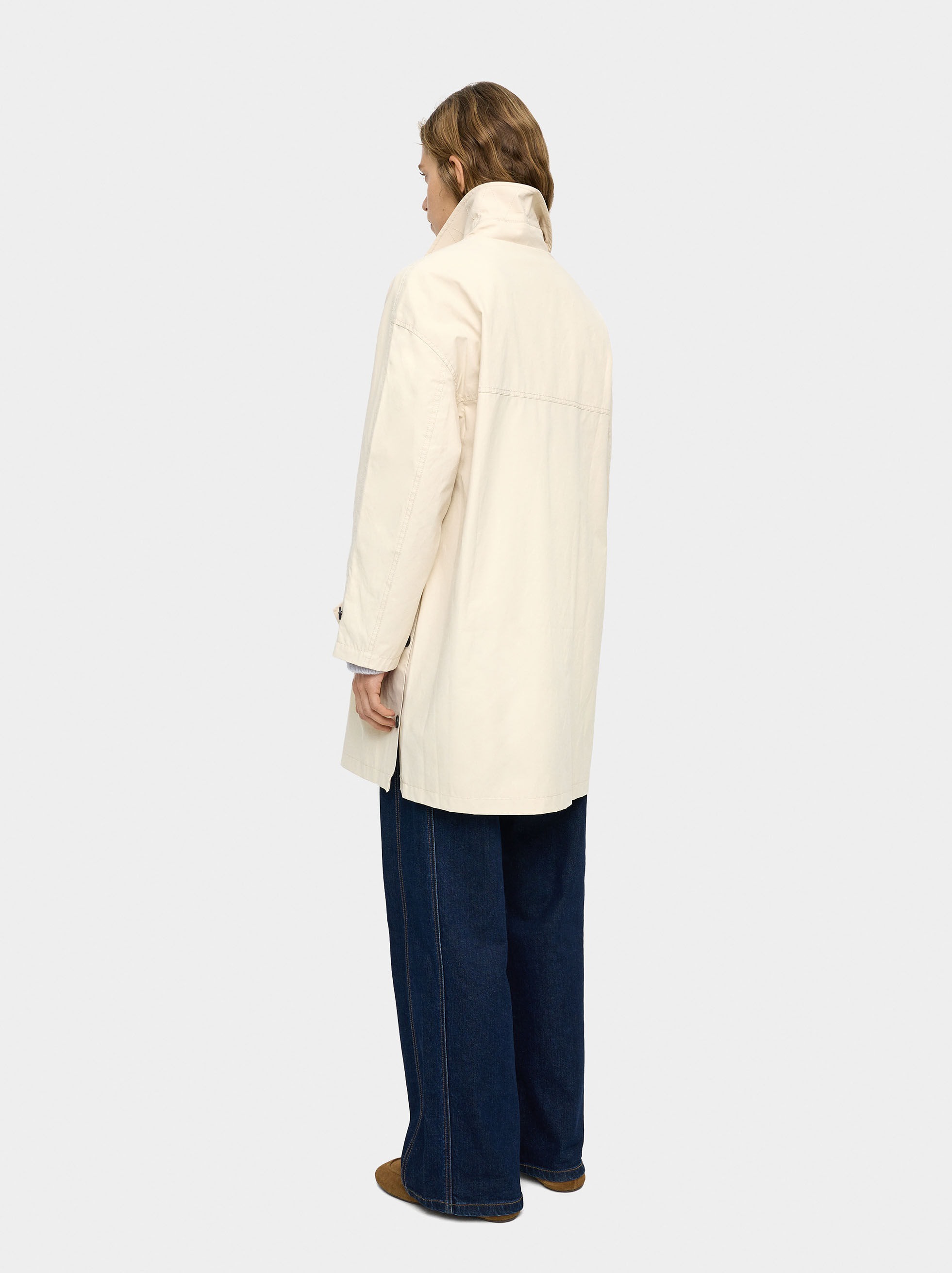 Parka in cotone con fodera a pallini