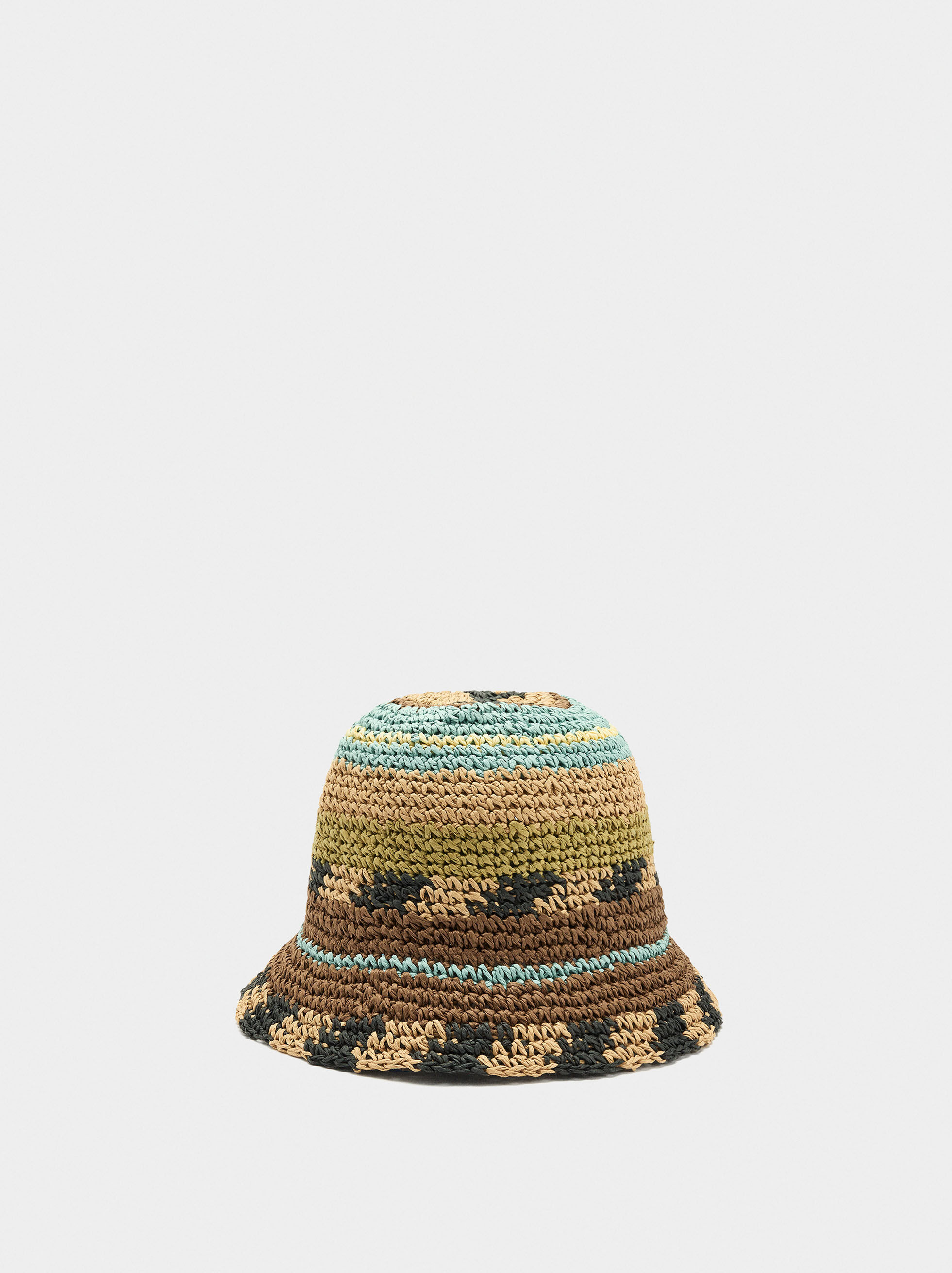 Cappello bucket multicolore effetto paglia