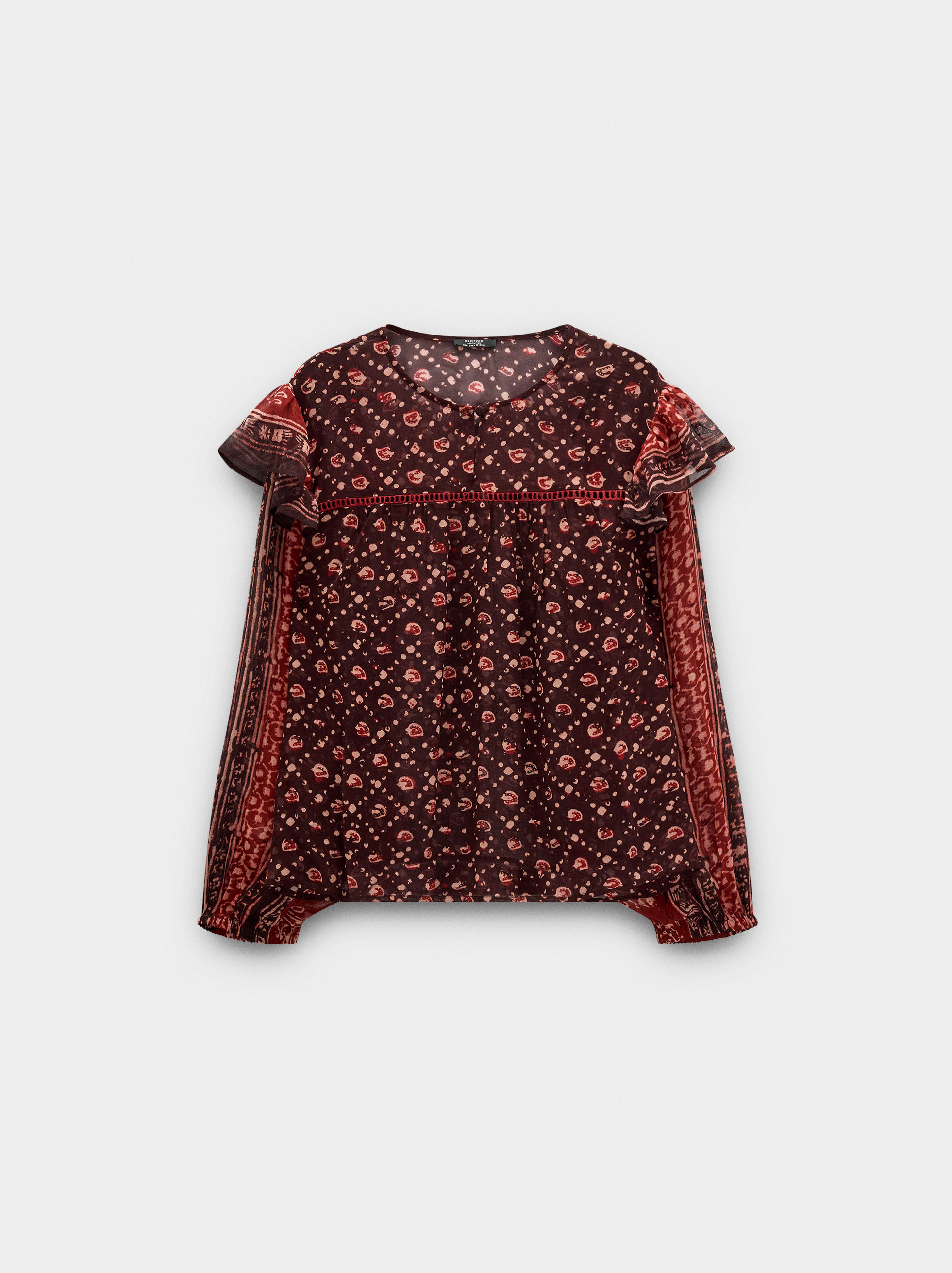 Blusa stampata semitrasparente