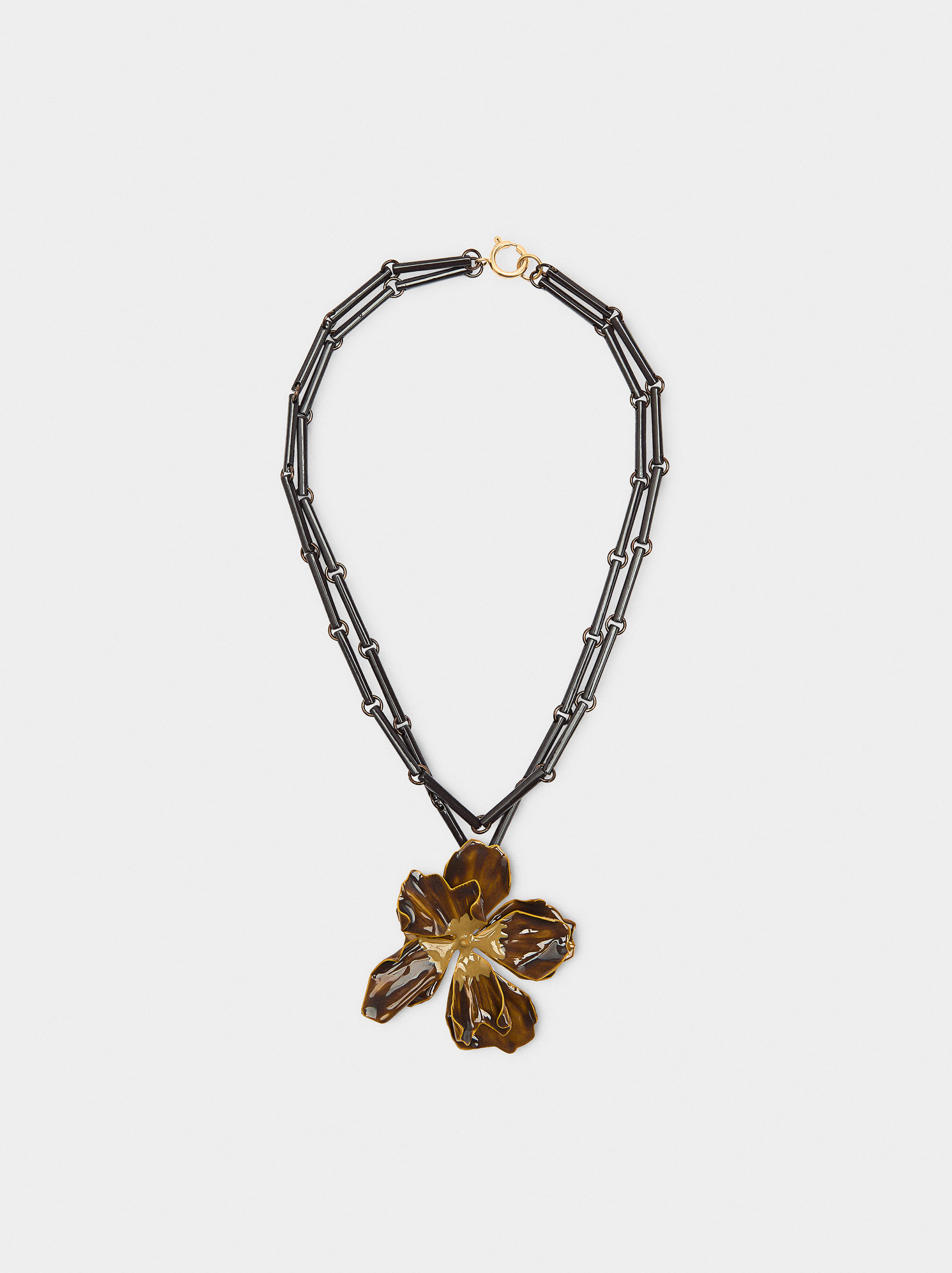 Collana corta doppia con fiore