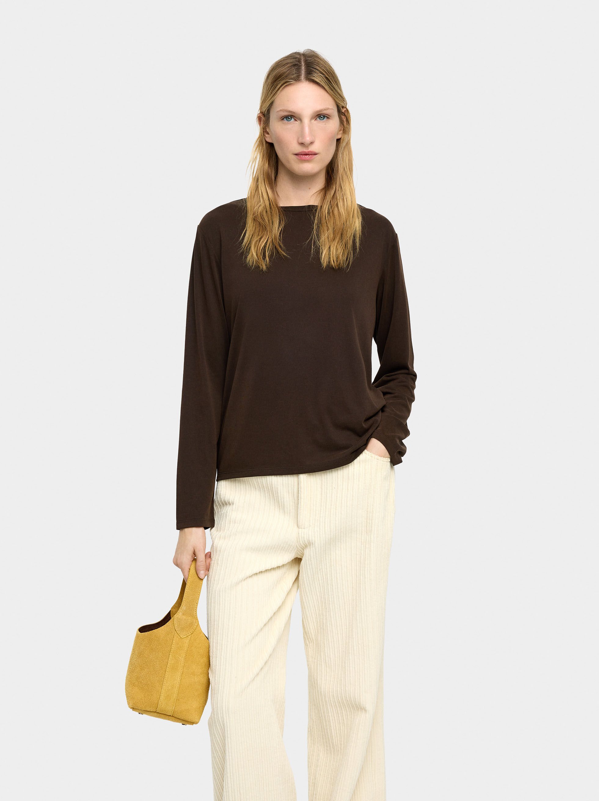 T-shirt a maniche lunghe monocolore