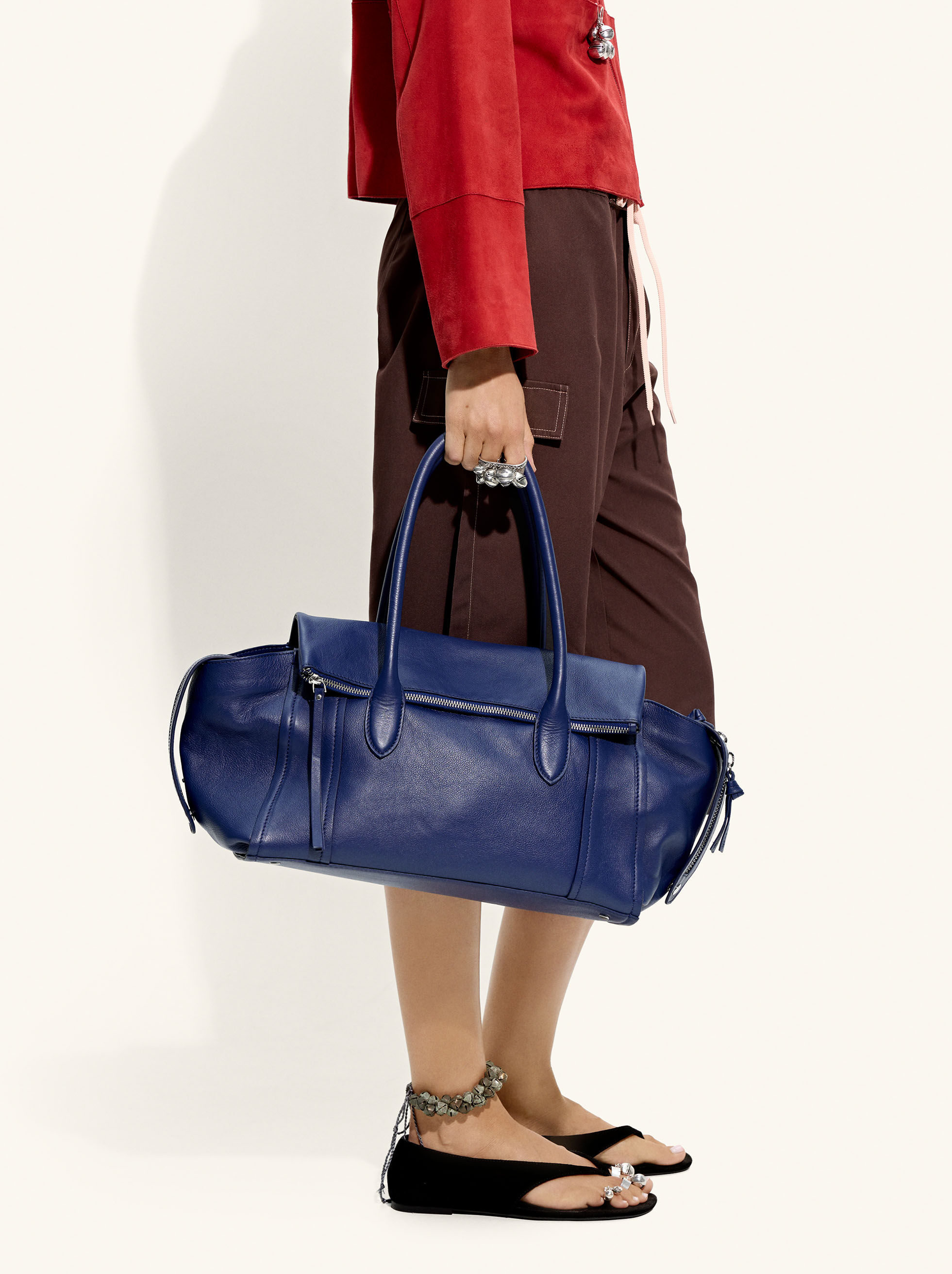 Borsa tote in pelle con apertura
