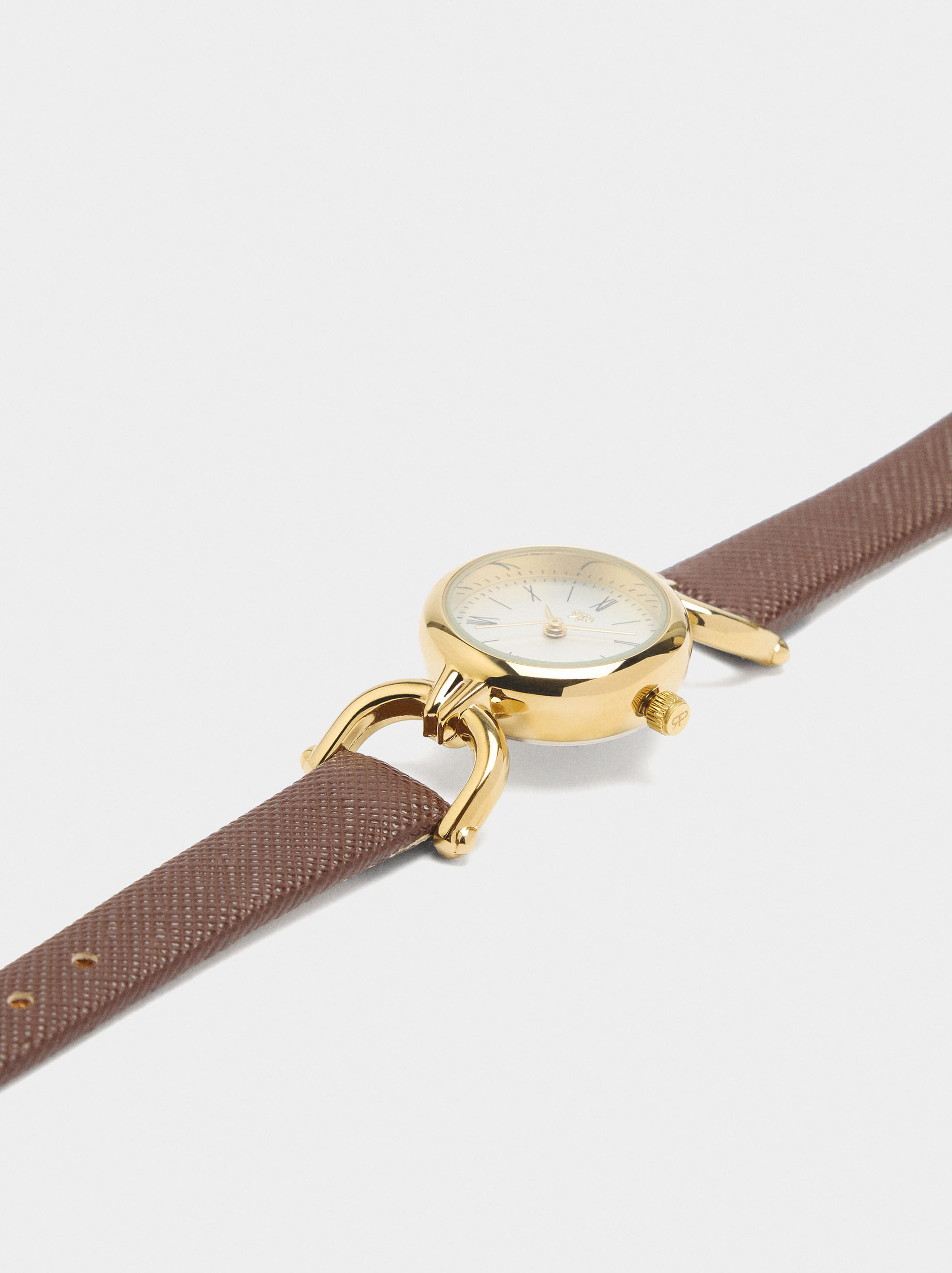 Orologio tondo con cinturino a texture