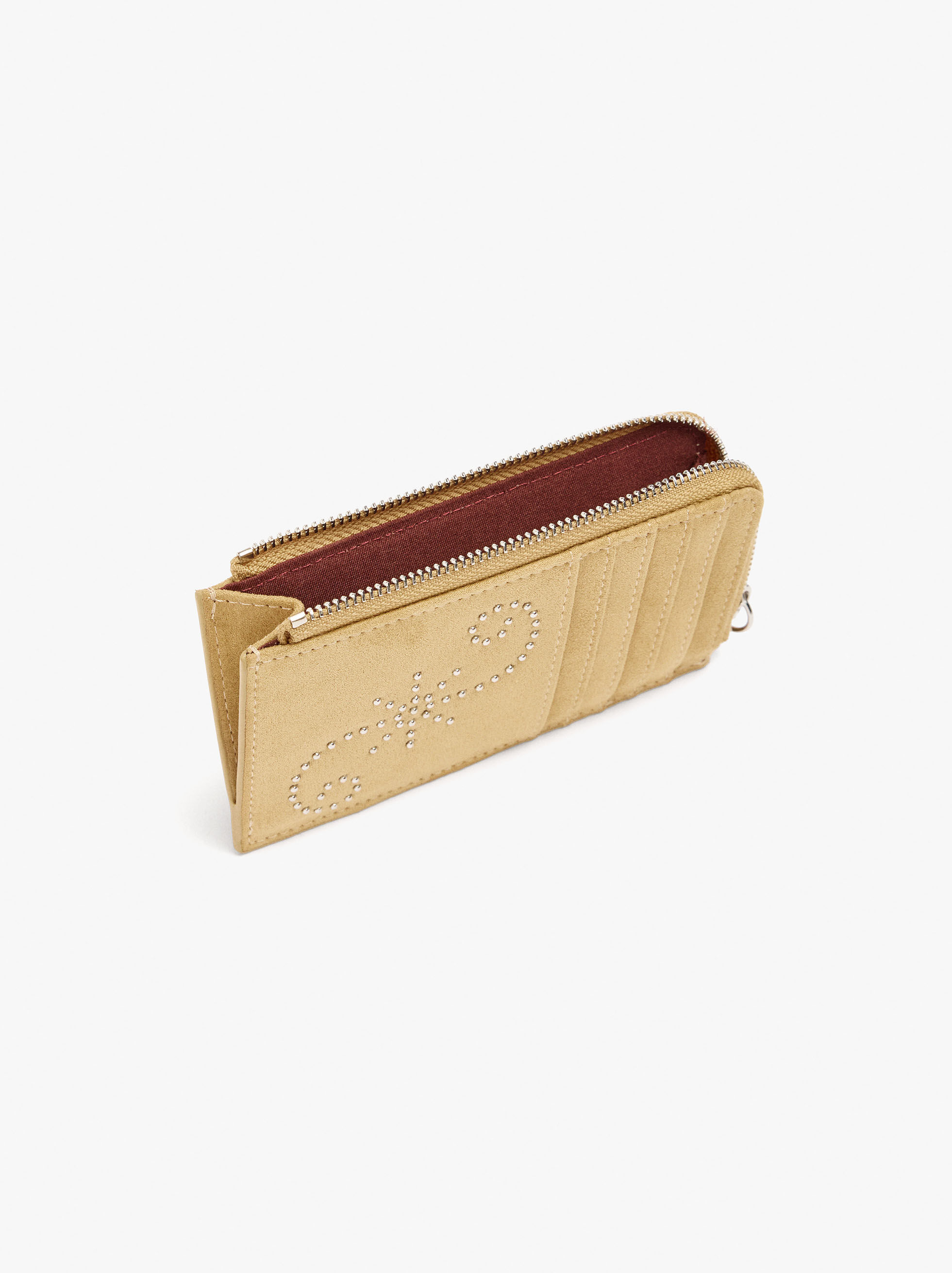Porta carte di pelle con borchie