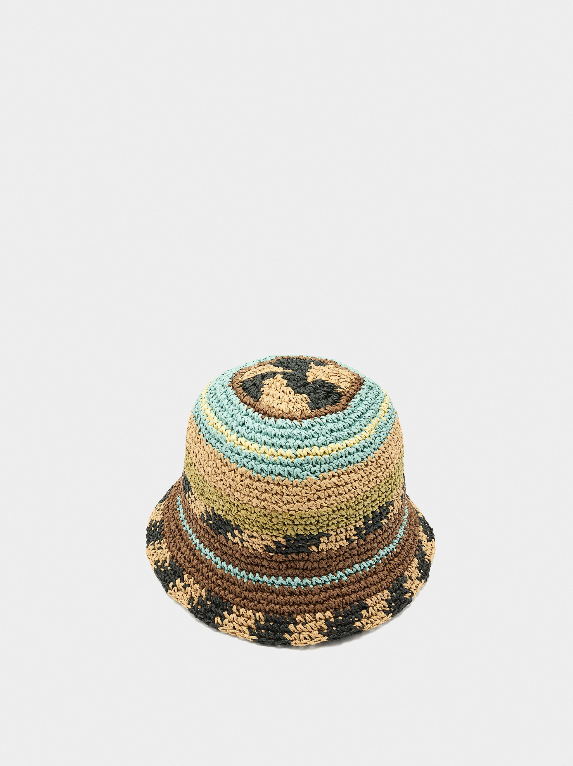 Cappello bucket multicolore effetto paglia