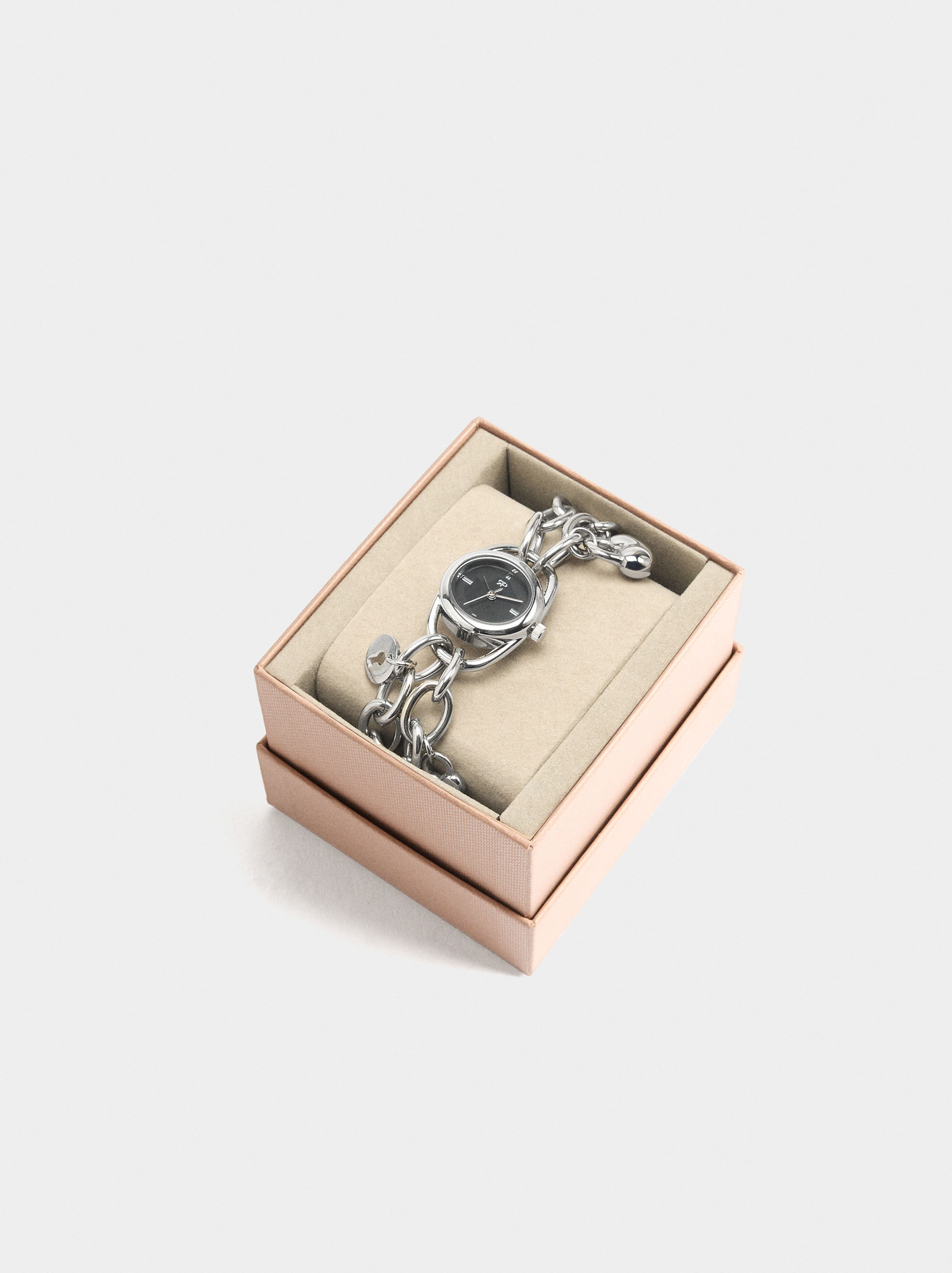 Orologio da polso con cinturino a catene con cuori