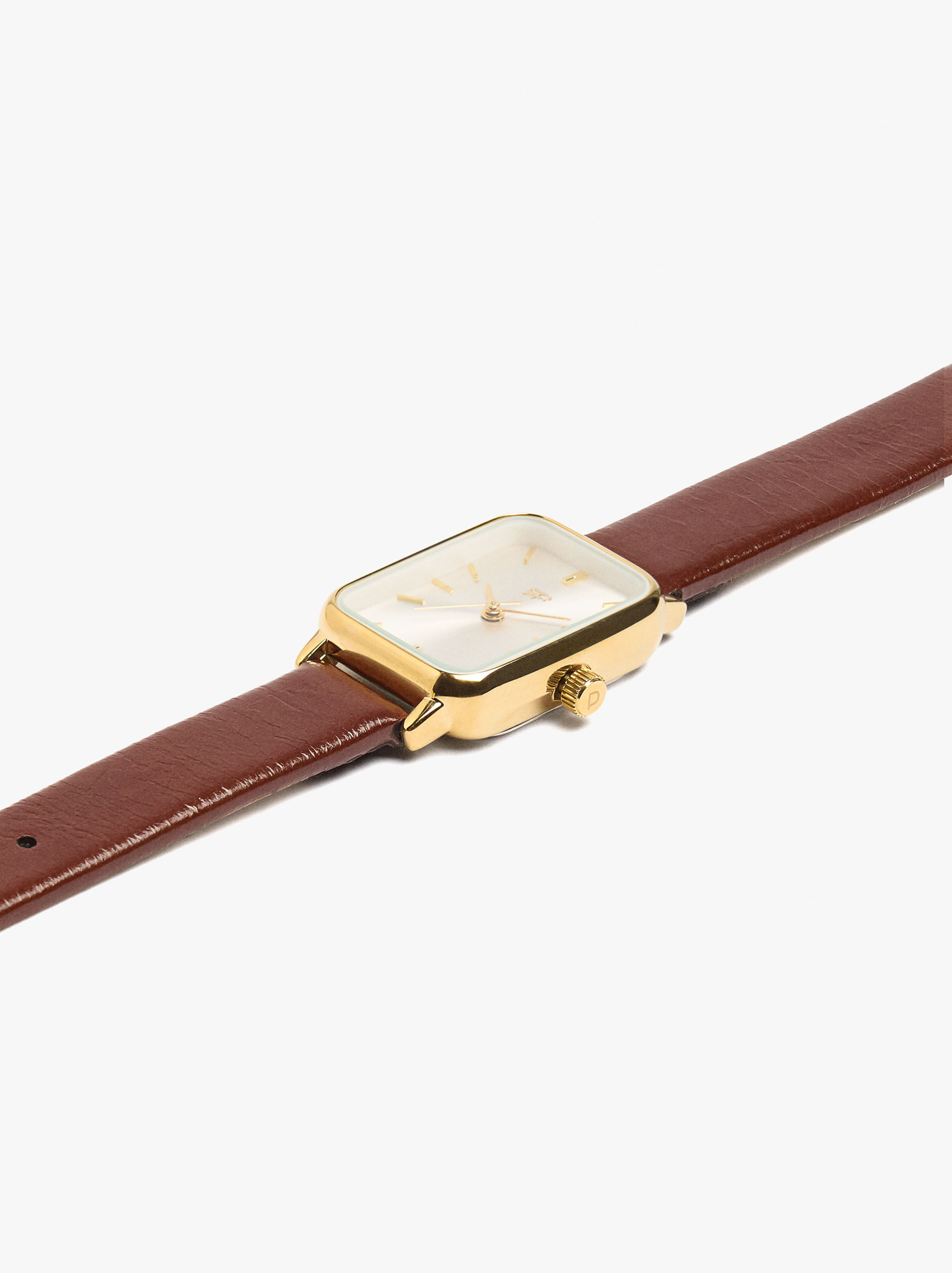 Orologio quadrato con cinturino effetto pelle