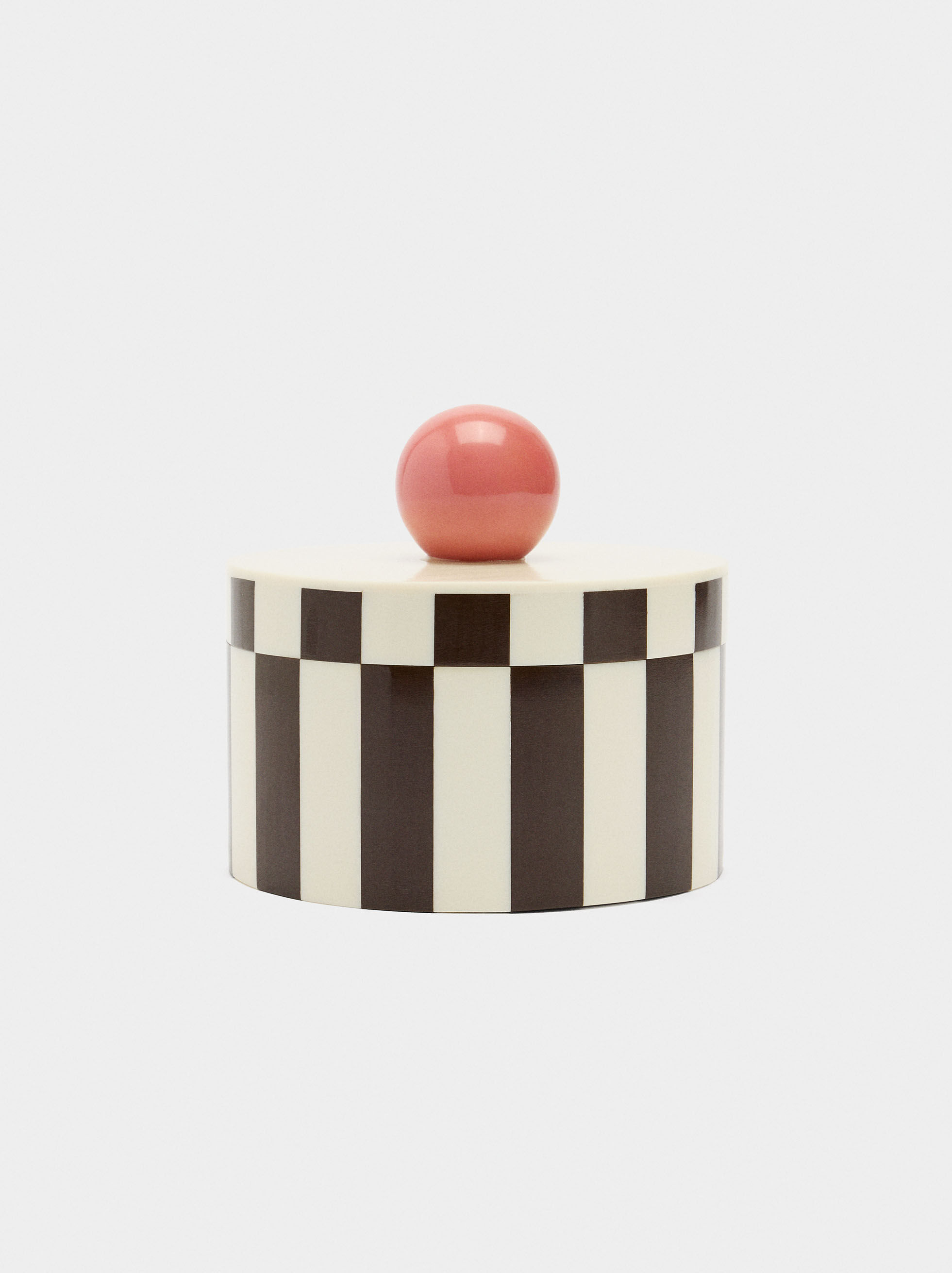 Scatola portagioie a righe con sfera