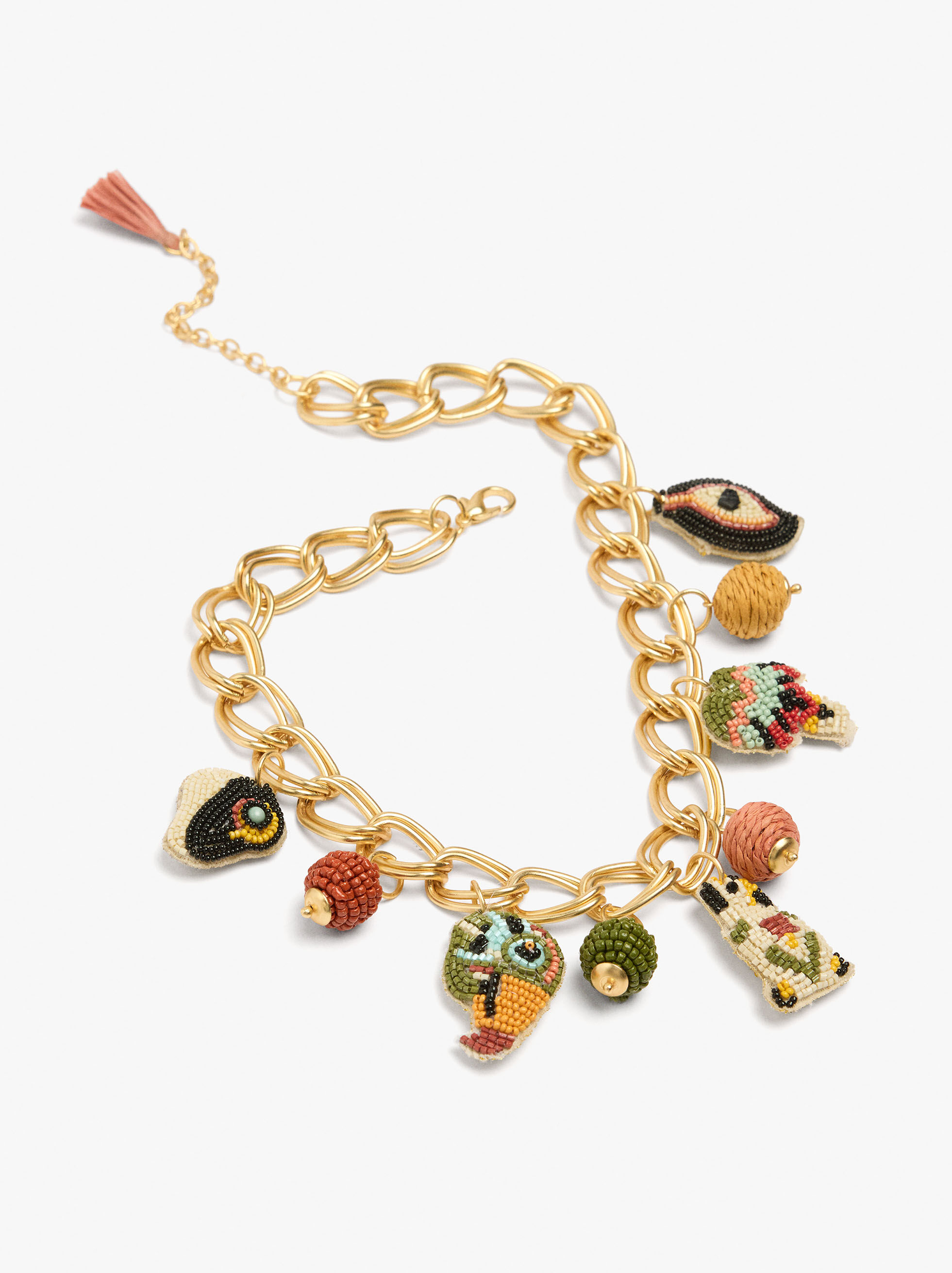 Collana a catene con pendenti multicolore