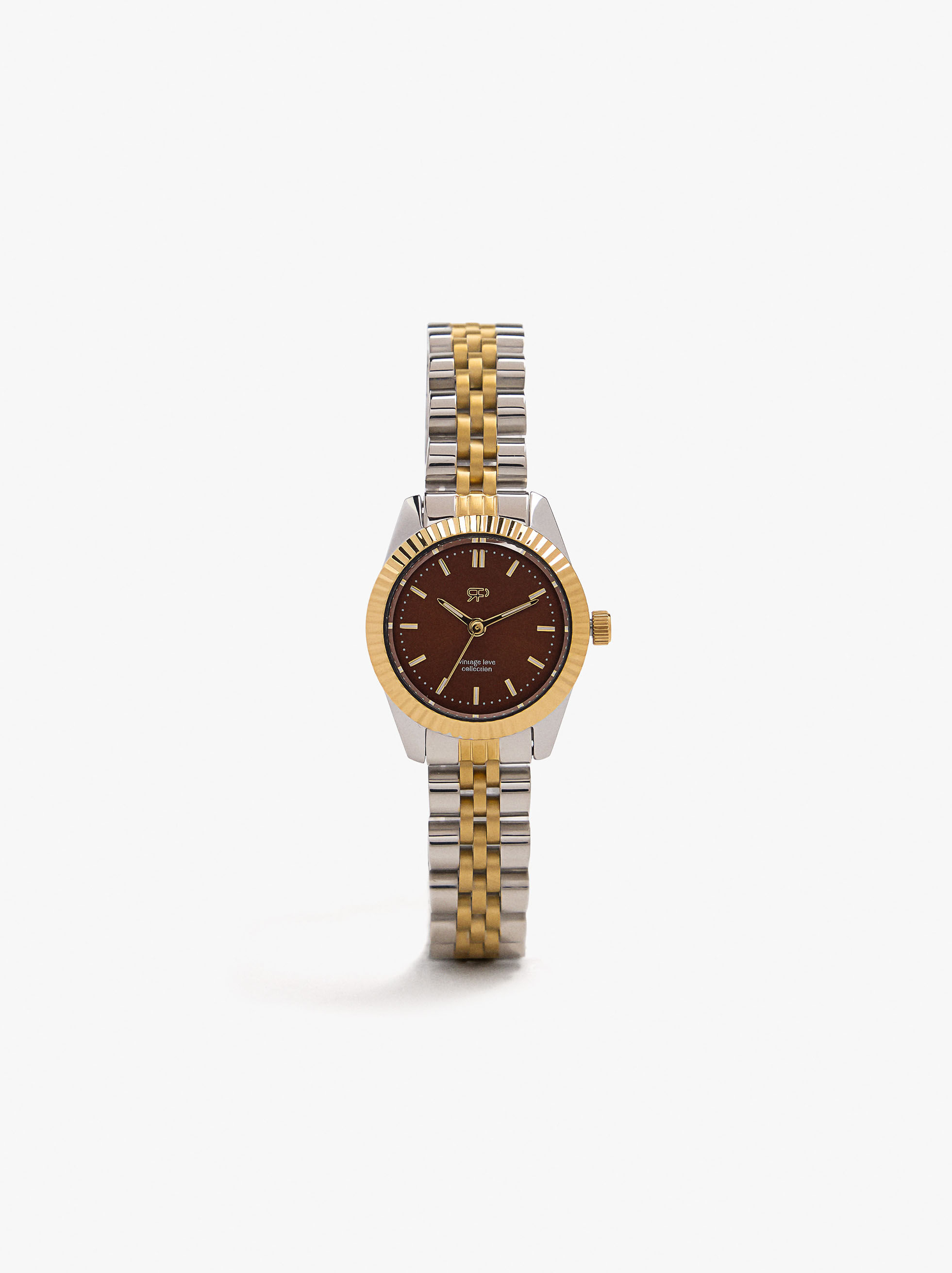 Orologio bicolor con cinturino in acciaio inossidabile