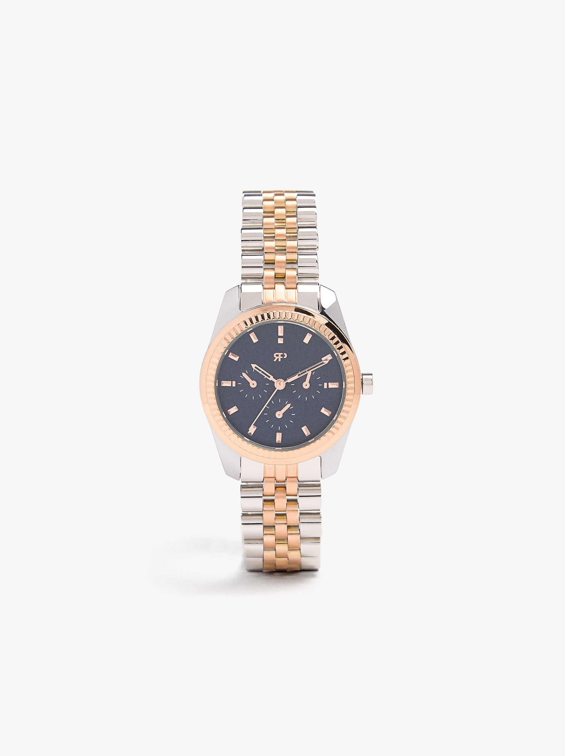 Orologio bicolor cinturino in acciaio inossidabile